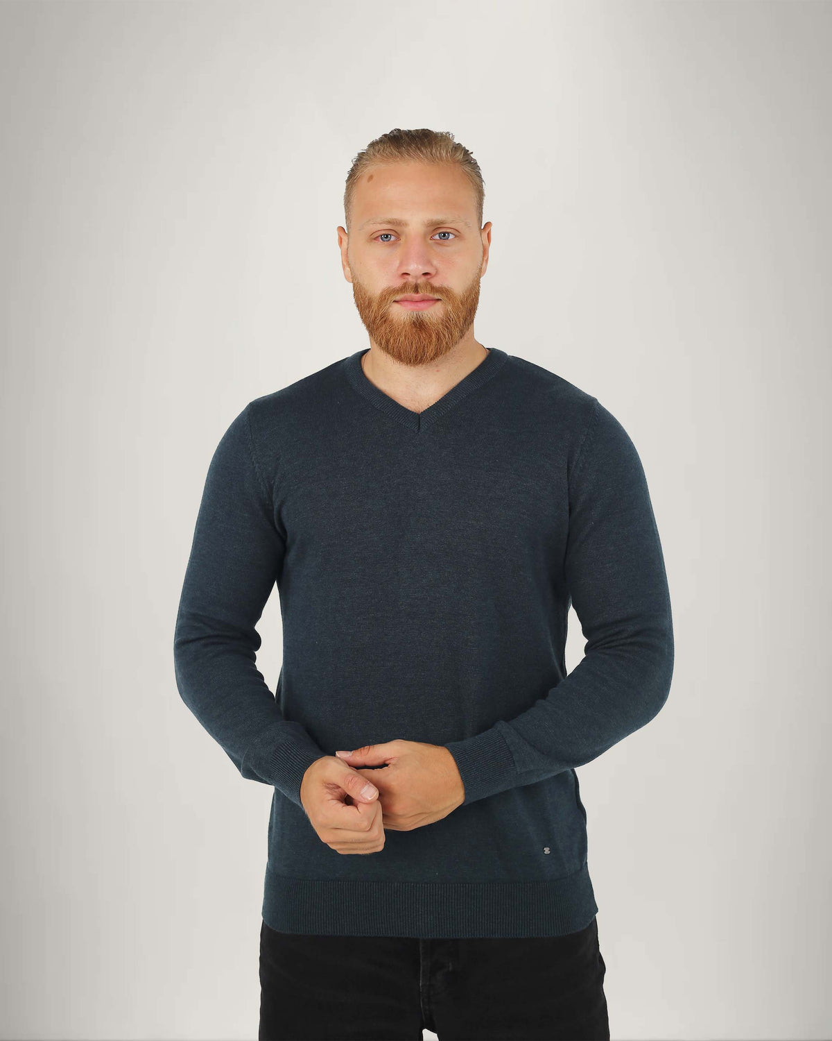 Men's Slim Fit Long Sleeve V-Neck T-Shirt/Sweater - Striped, Cotton Blend, All Seasons