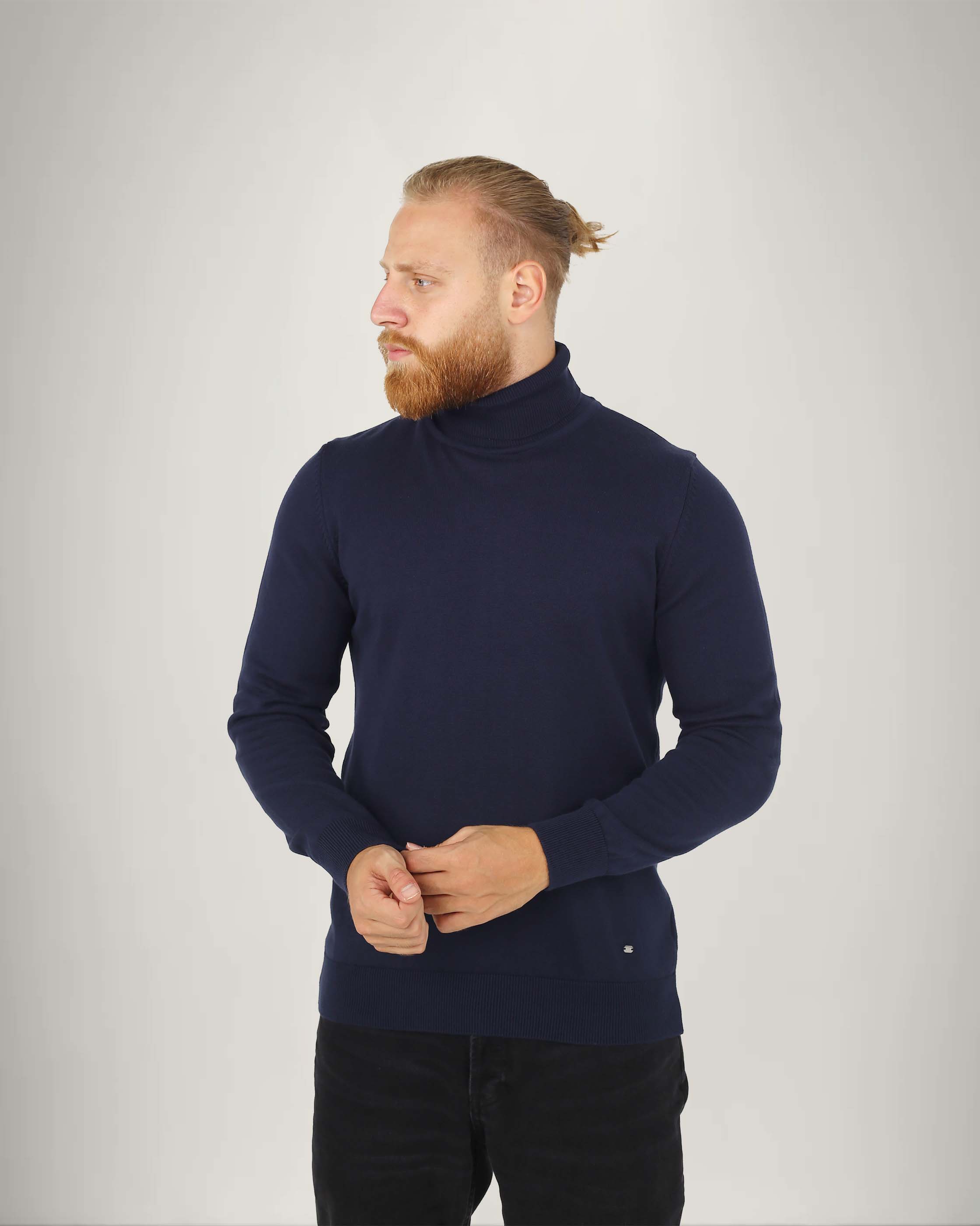 Long Sleeve Cotton Blend Turtle Neck Sweater