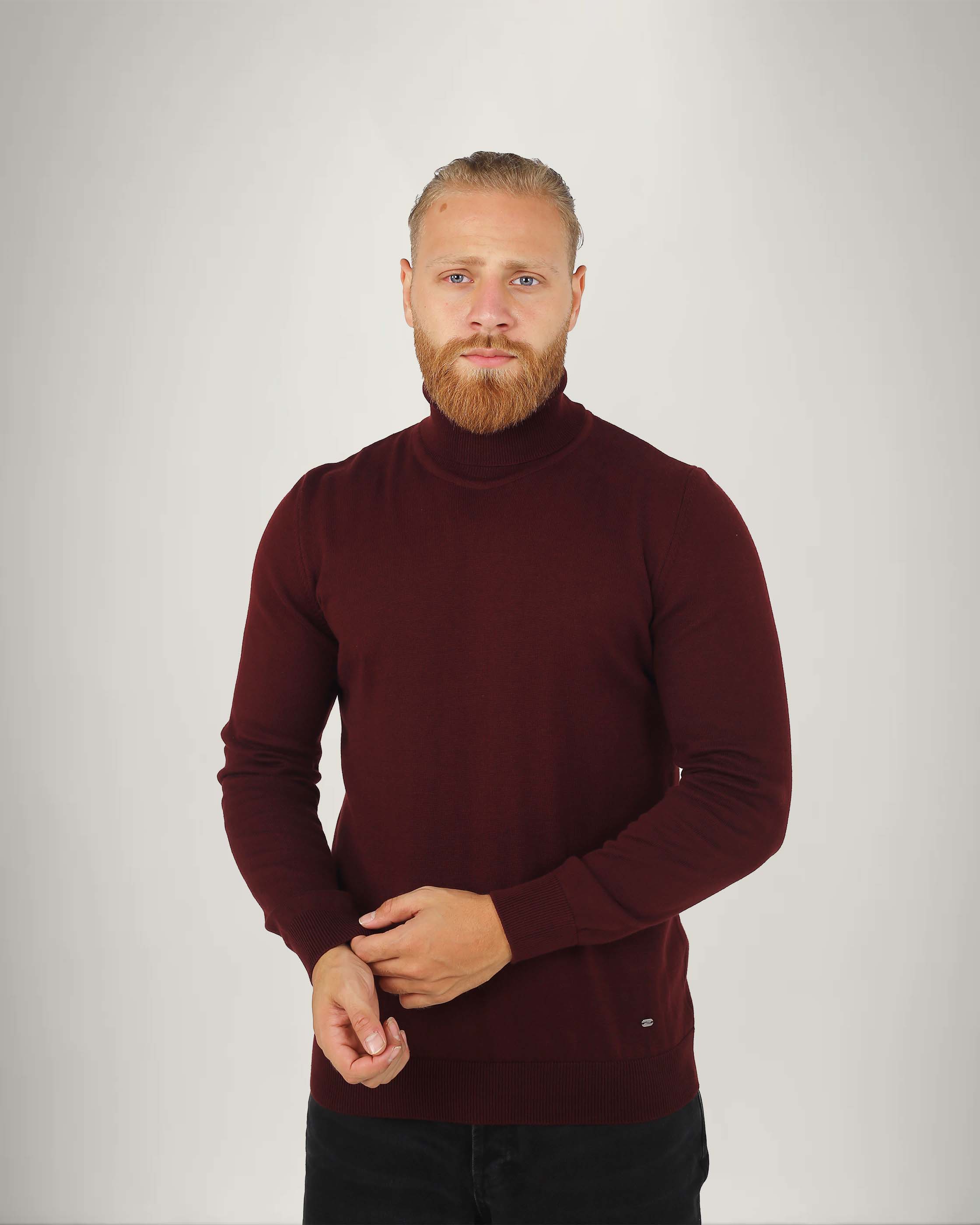 Long Sleeve Cotton Blend Turtle Neck Sweater