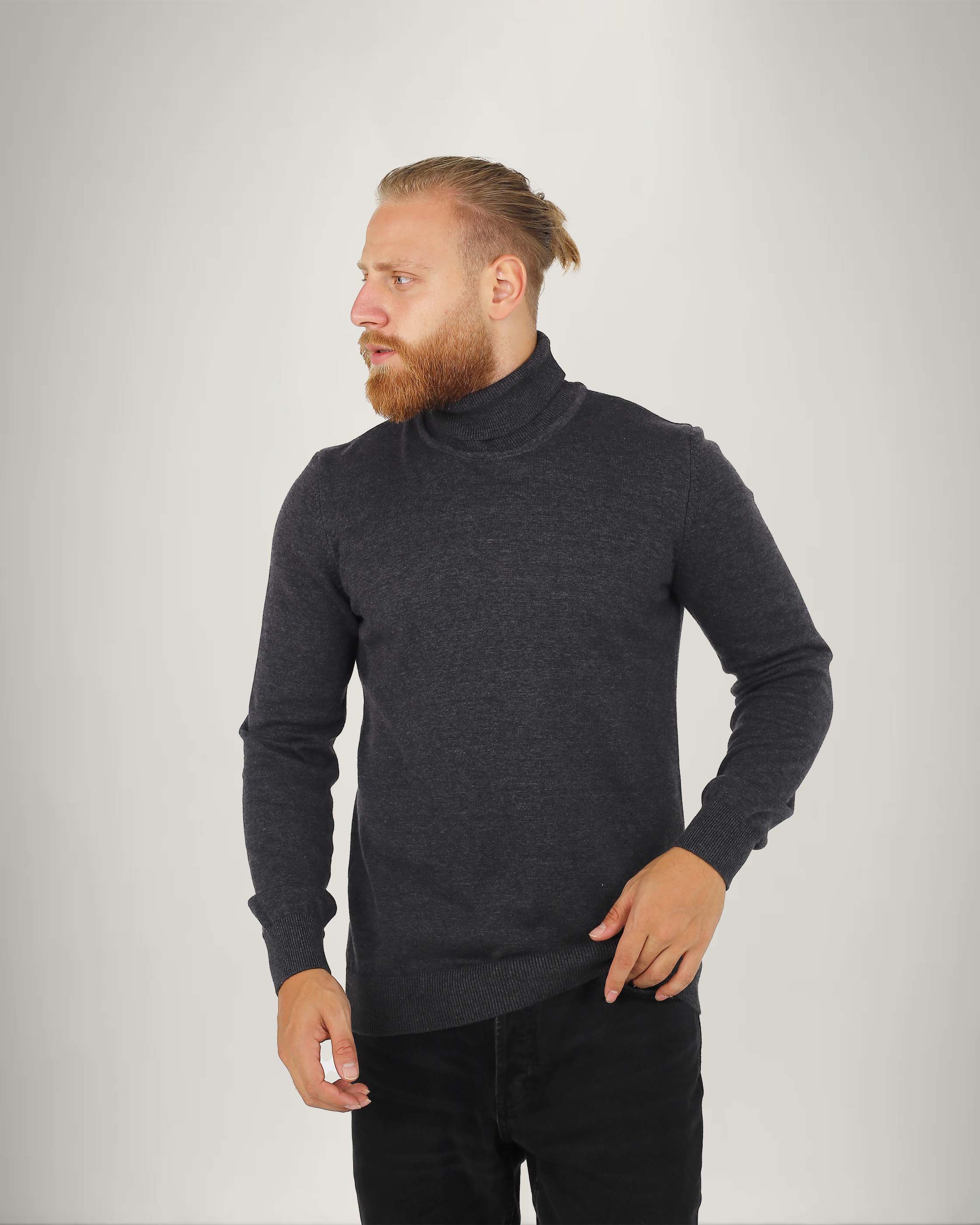 Long Sleeve Cotton Blend Turtle Neck Sweater