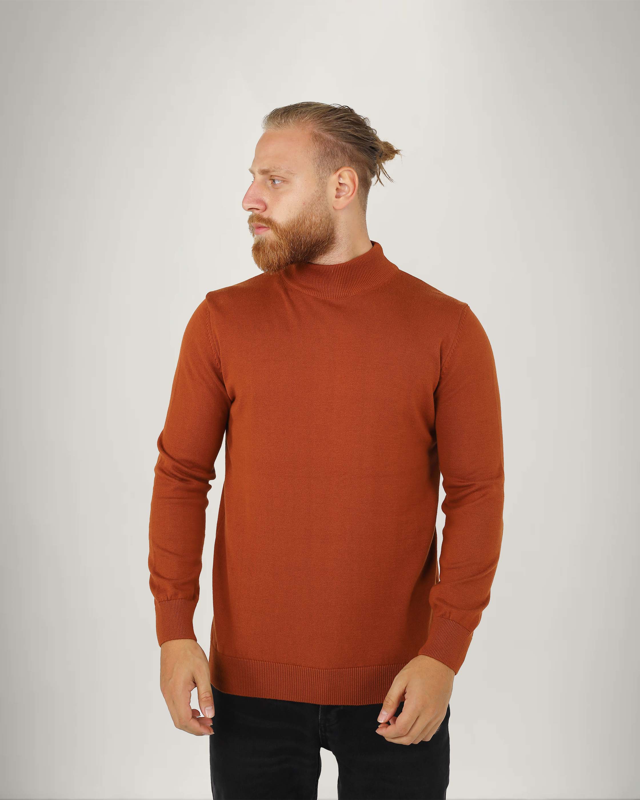 Long Sleeve Cotton Blend Half Neck Sweater
