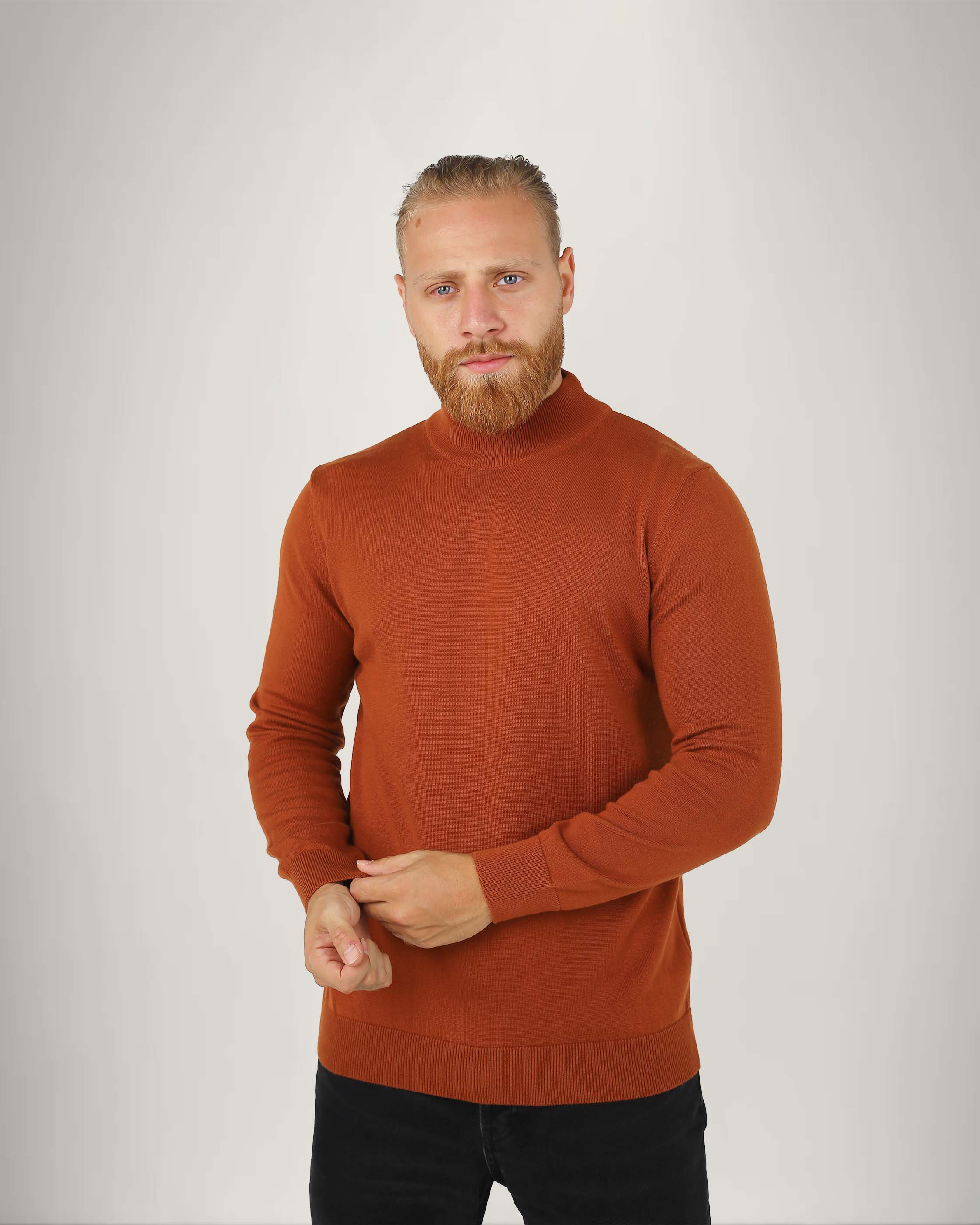 Long Sleeve Cotton Blend Half Neck Sweater