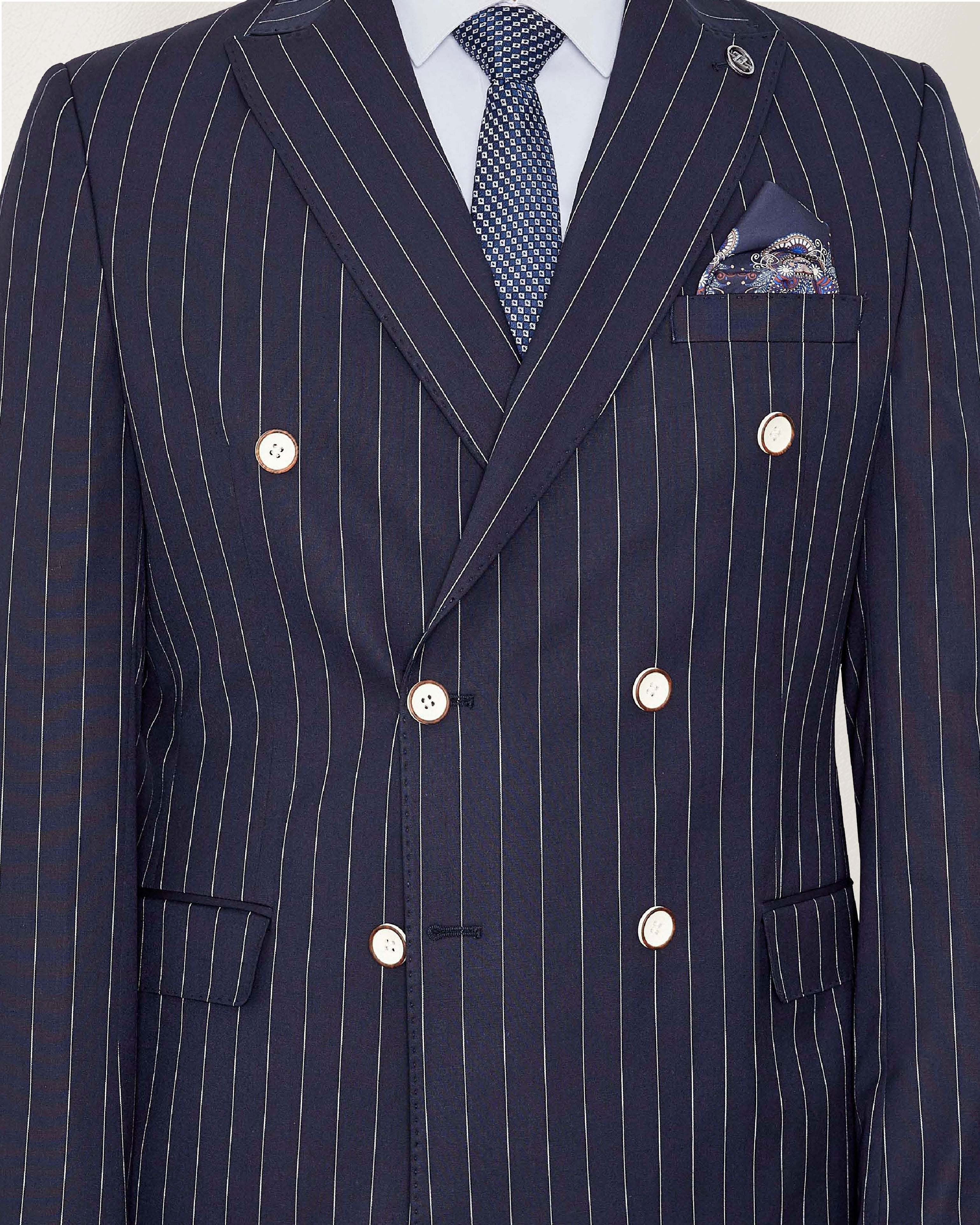 Navy Blue Double Breasted Suit