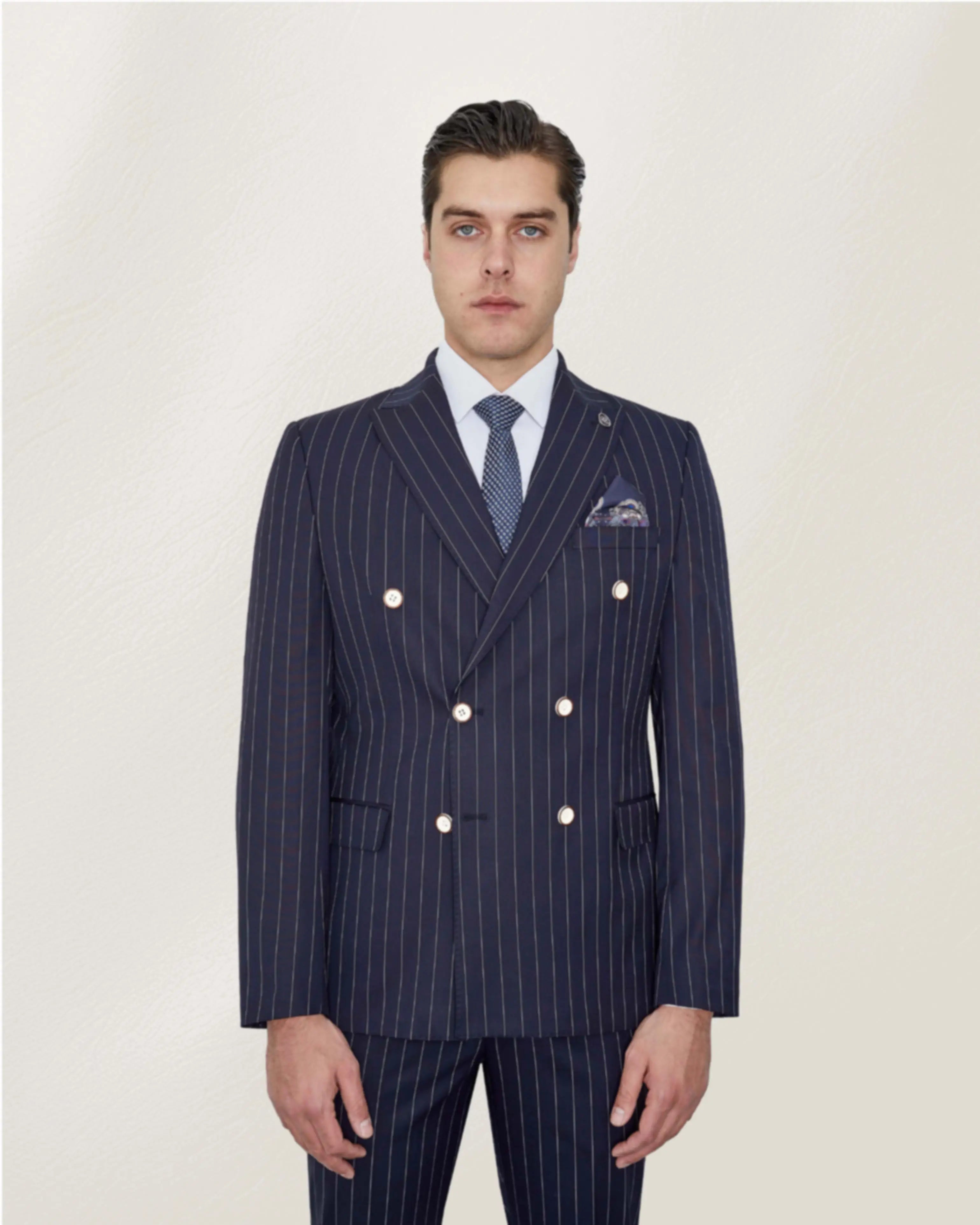 Navy Blue Double Breasted Suit