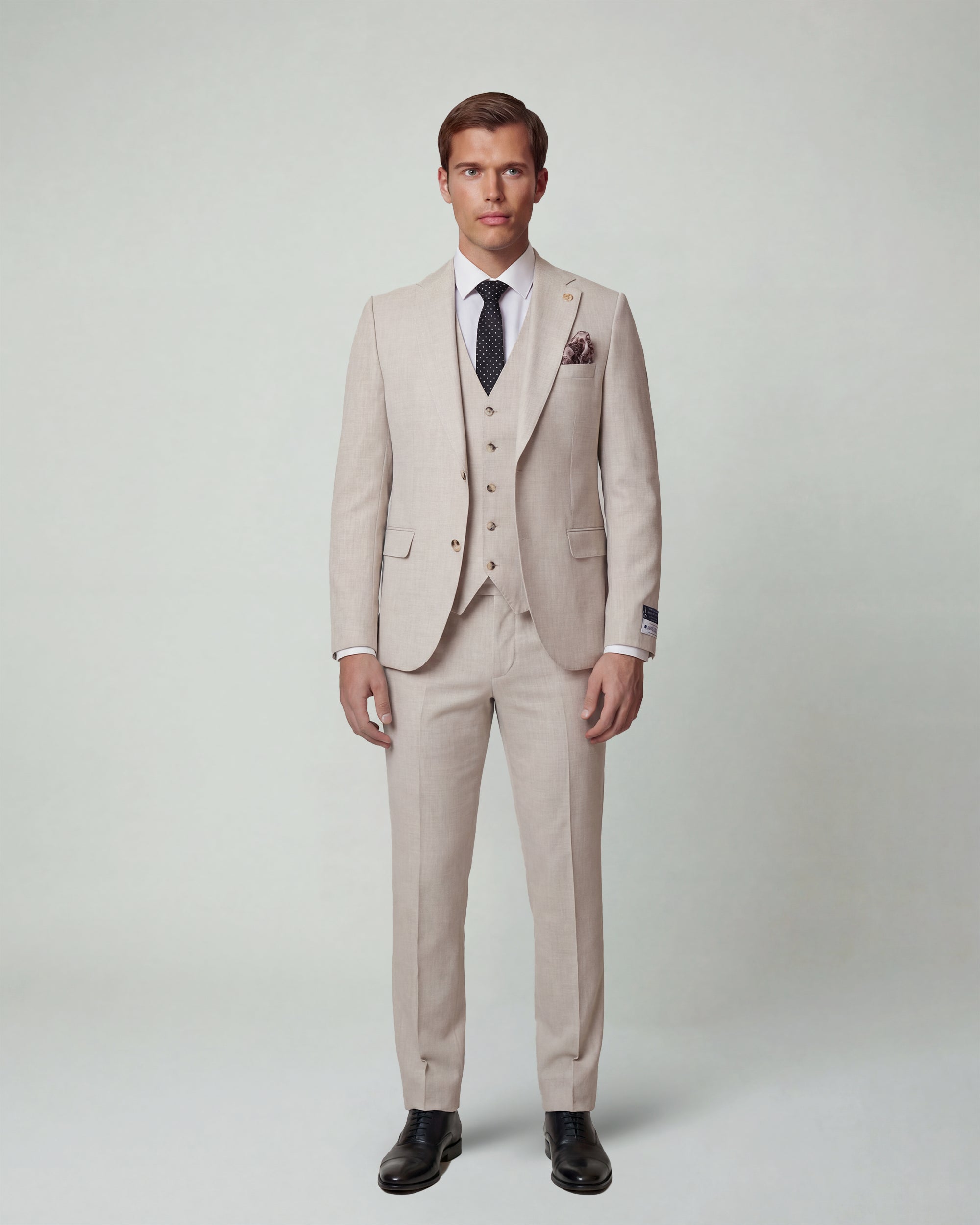 Oatmeal Beige Solid Suit