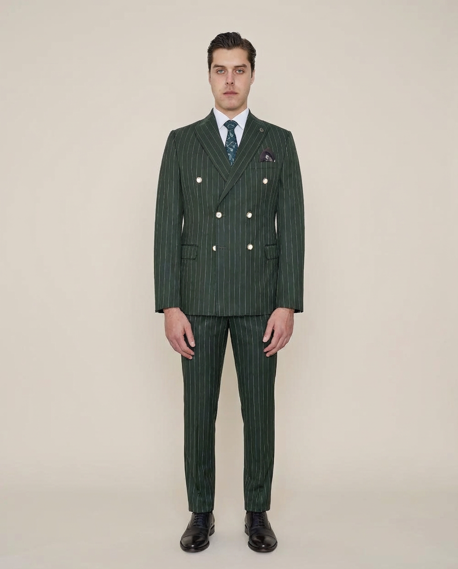 Green Double Breasted Suit