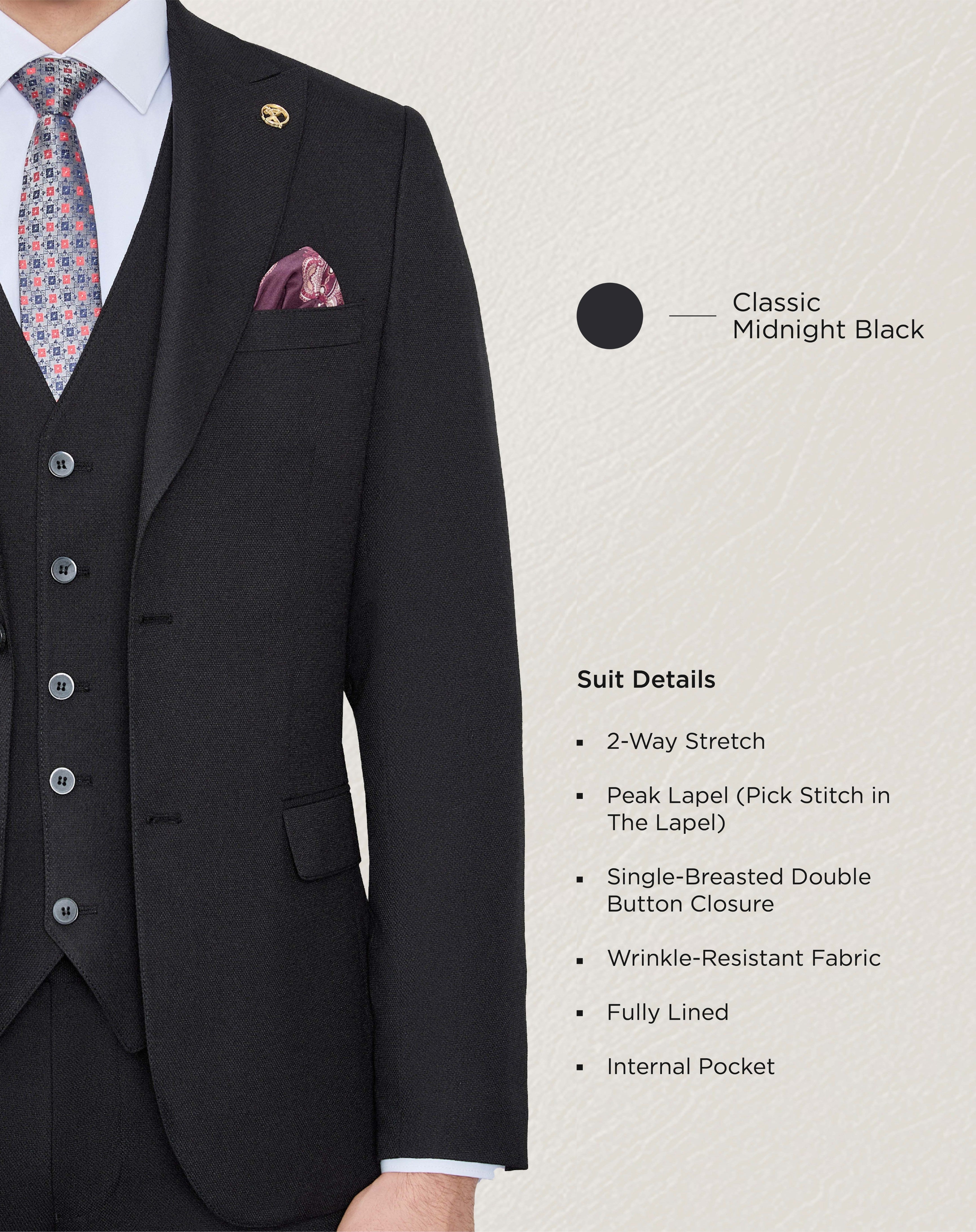 Classic Midnight Black Twill Suit