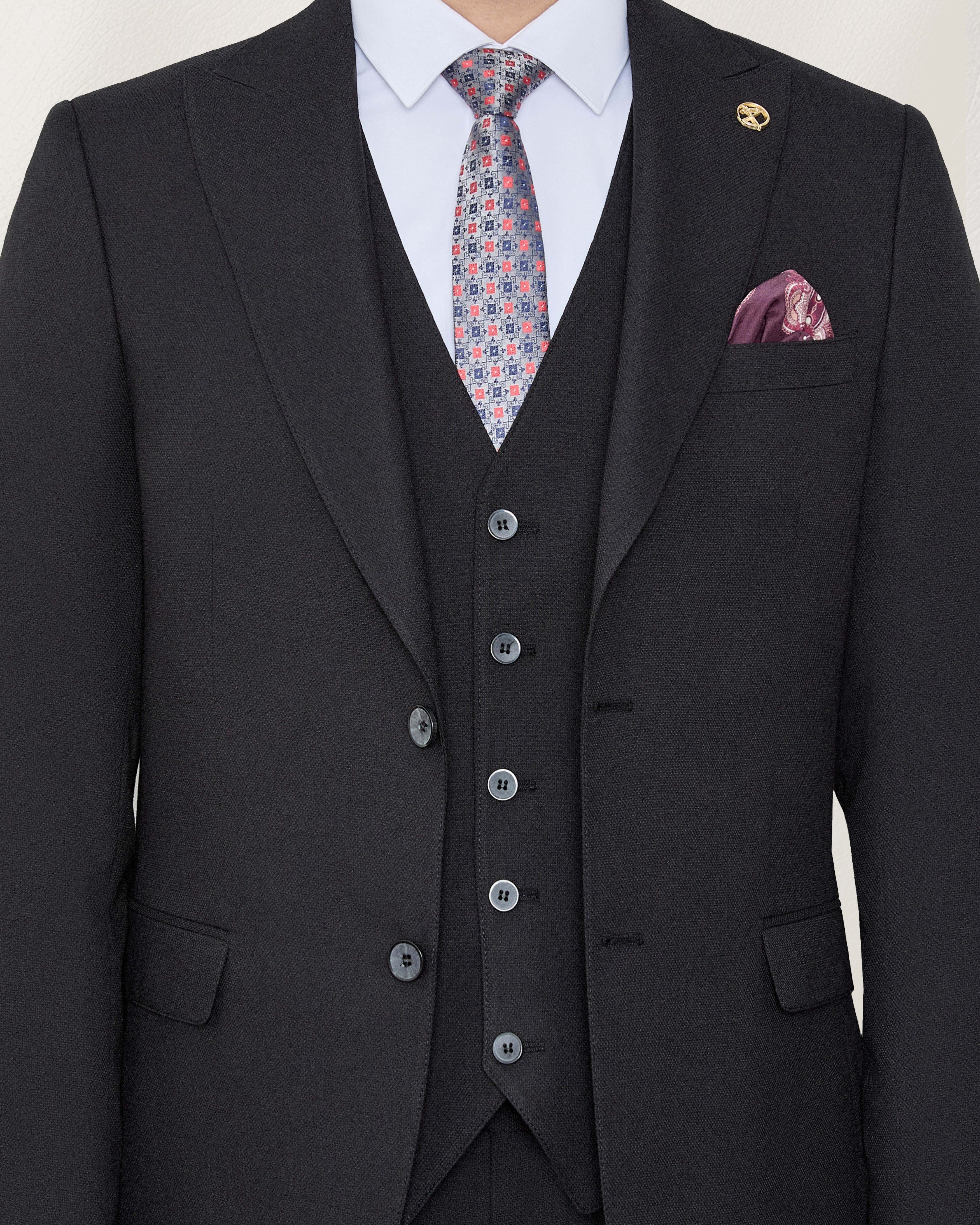 Classic Midnight Black Twill Suit