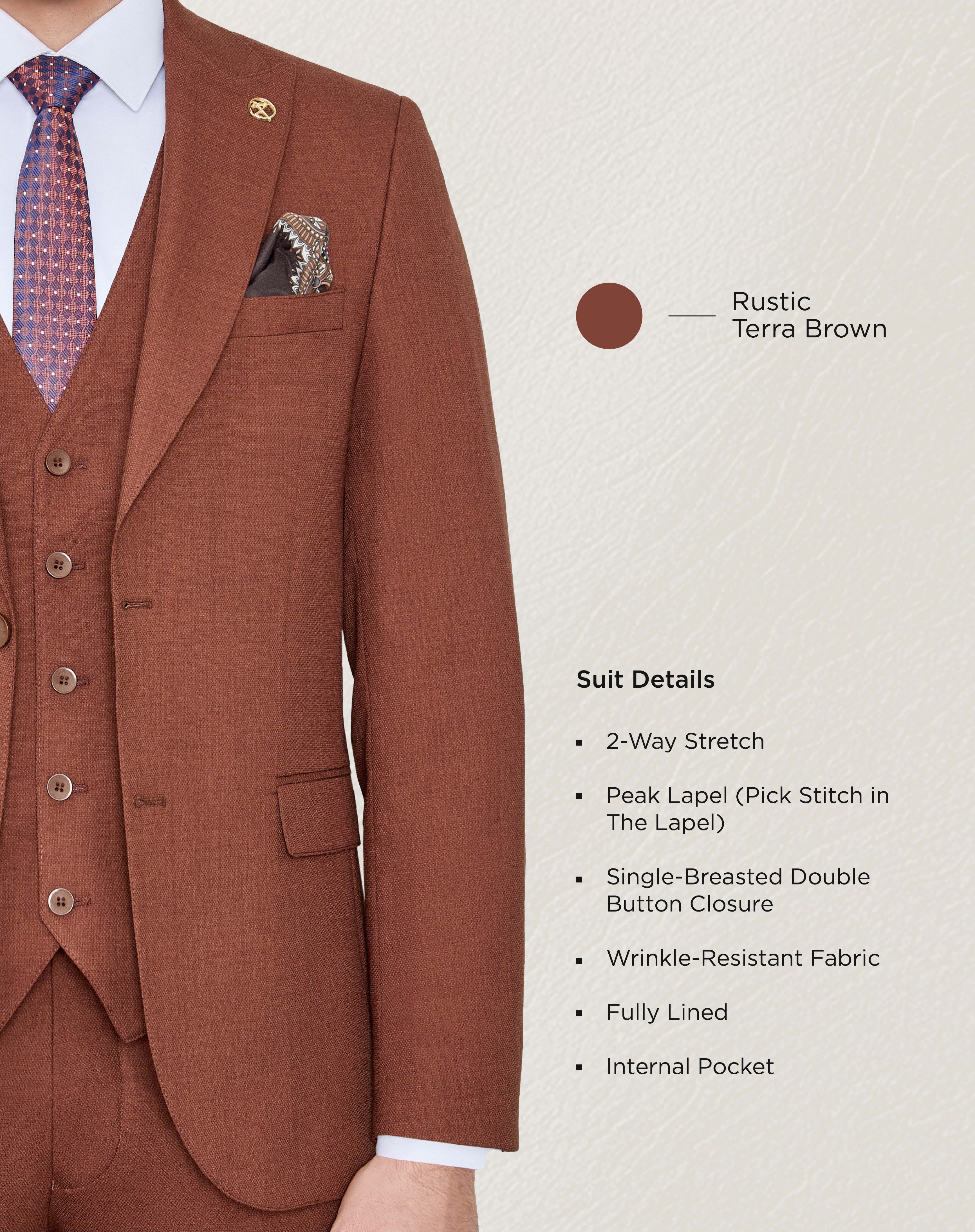 Rustic Terra Brown Twill Suit