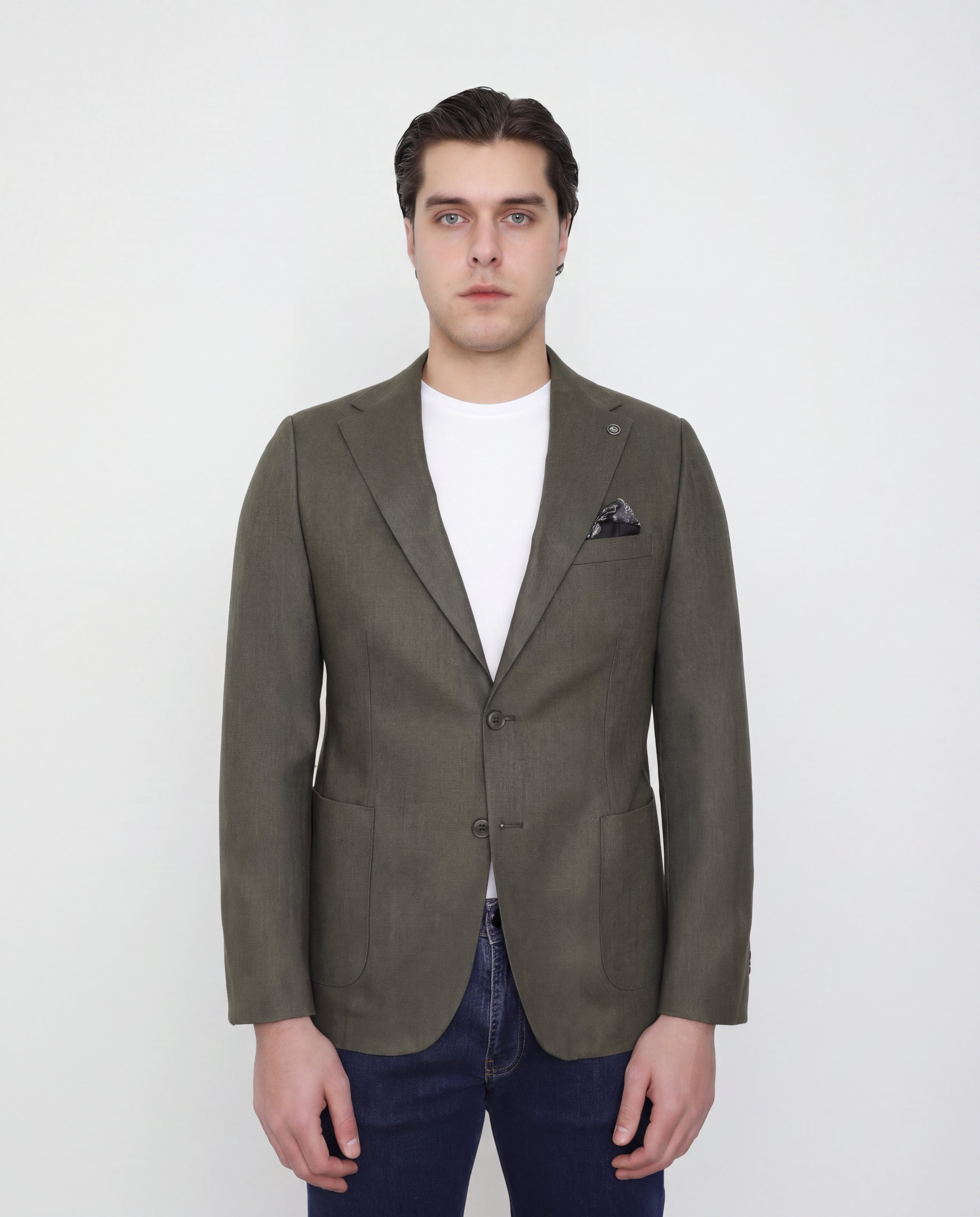 Olive Green Linen Sport Jacket