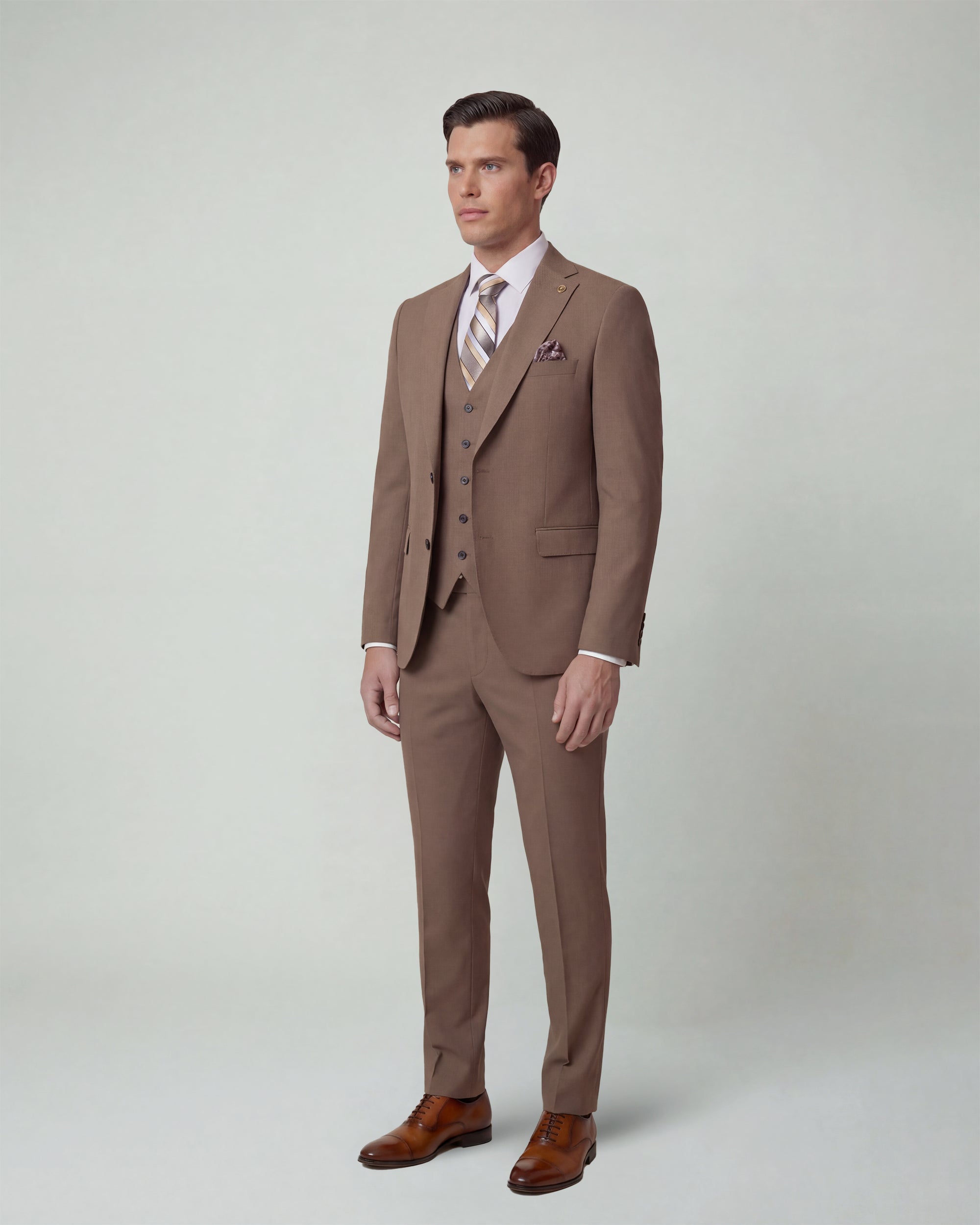 Camel Brown Solid Suit