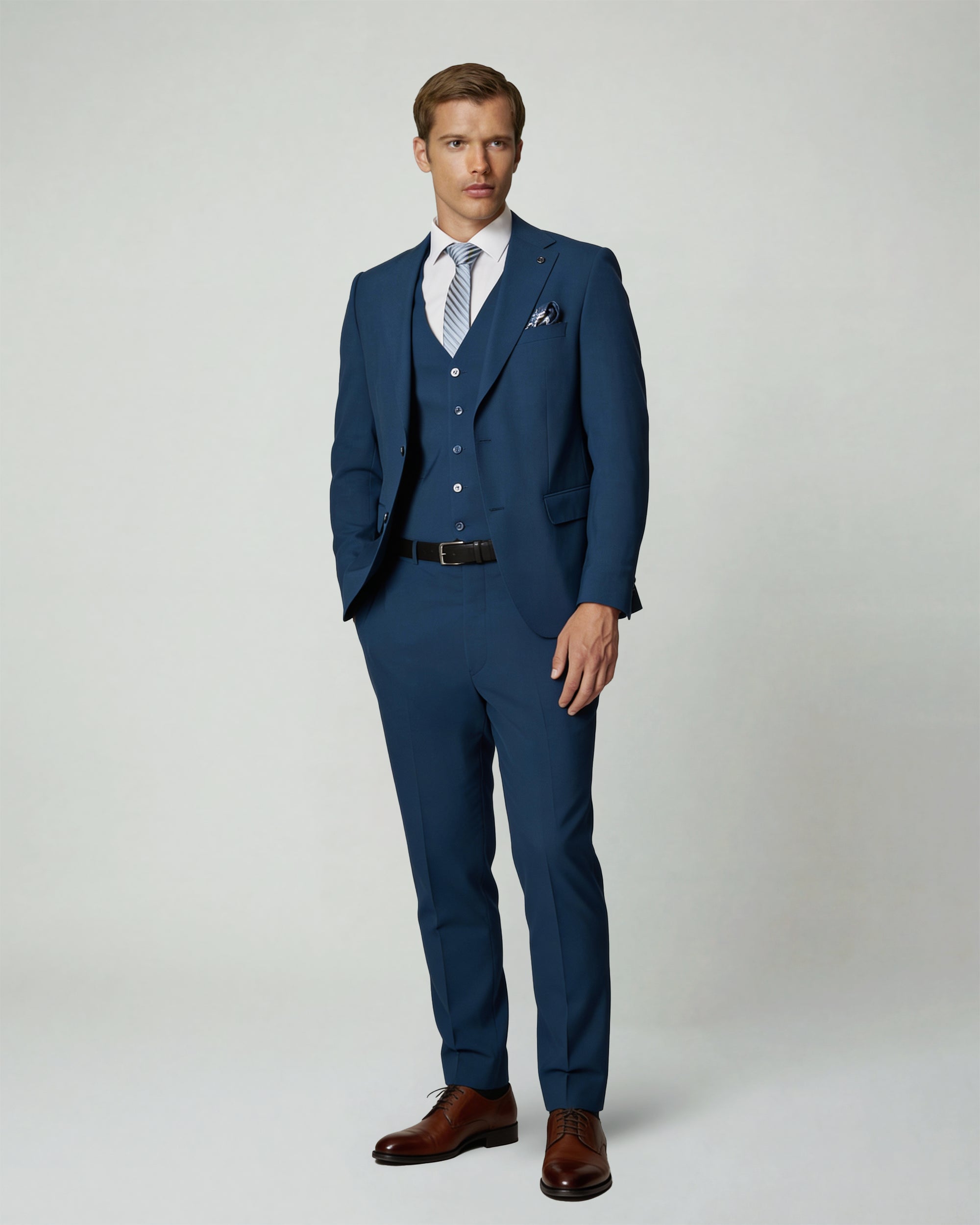 Teal Blue Solid Suit