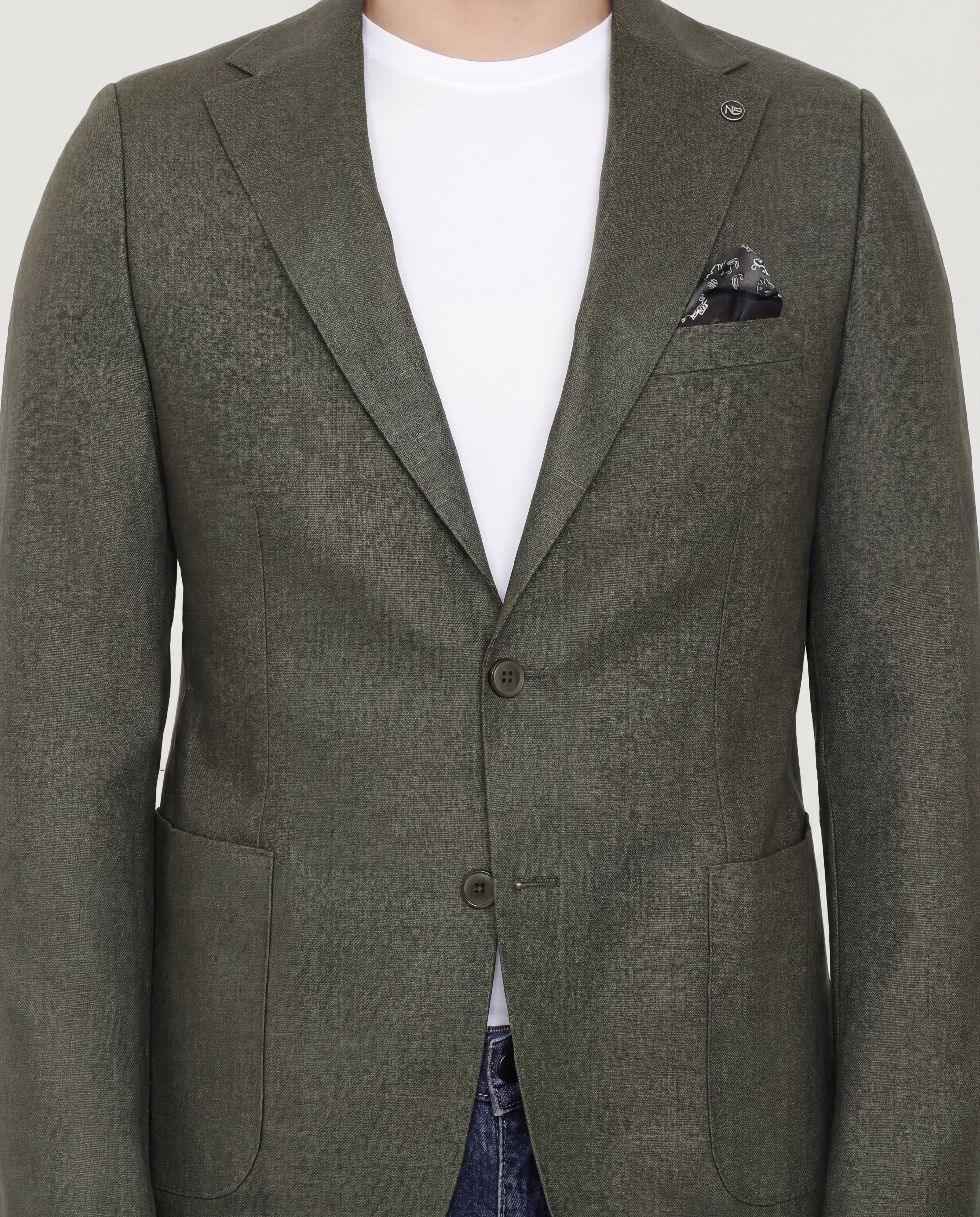 Olive Green Linen Sport Jacket