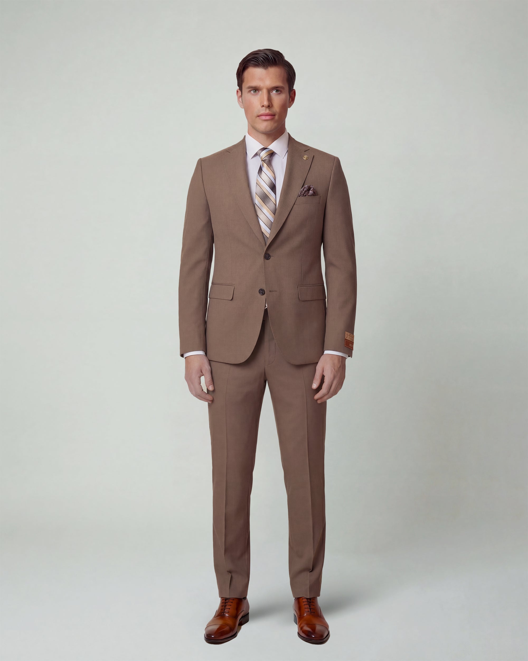 Camel Brown Solid Suit