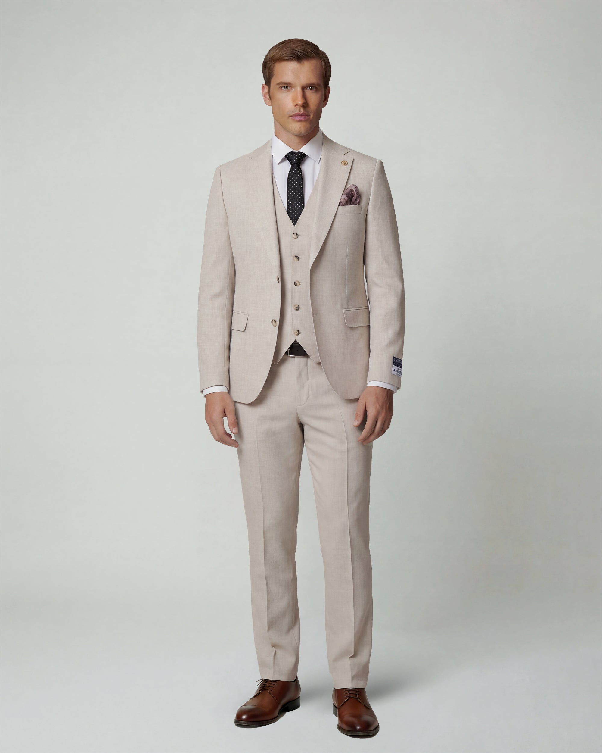 Oatmeal Beige Solid Suit