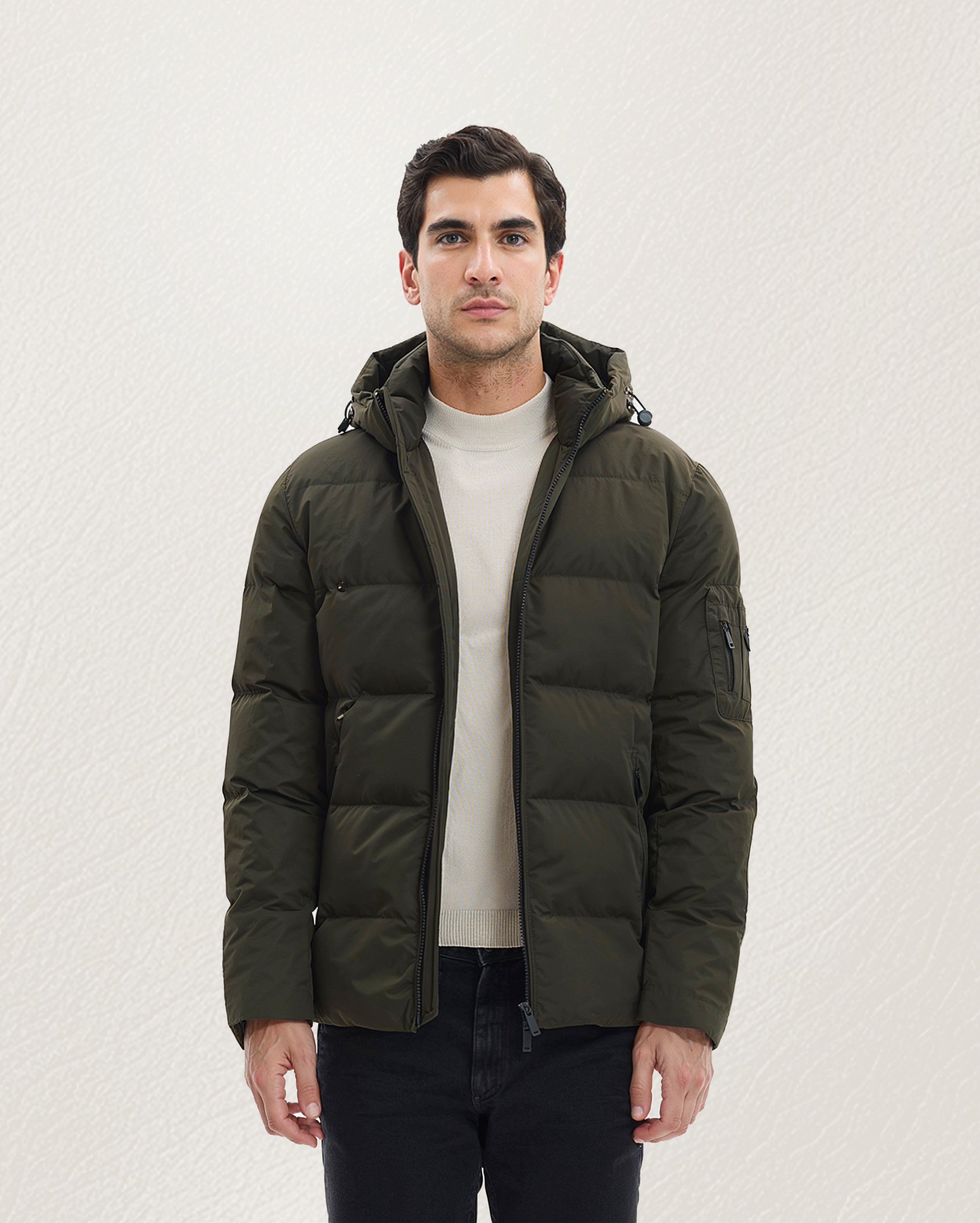 Olive Summit Hooded Puffer
