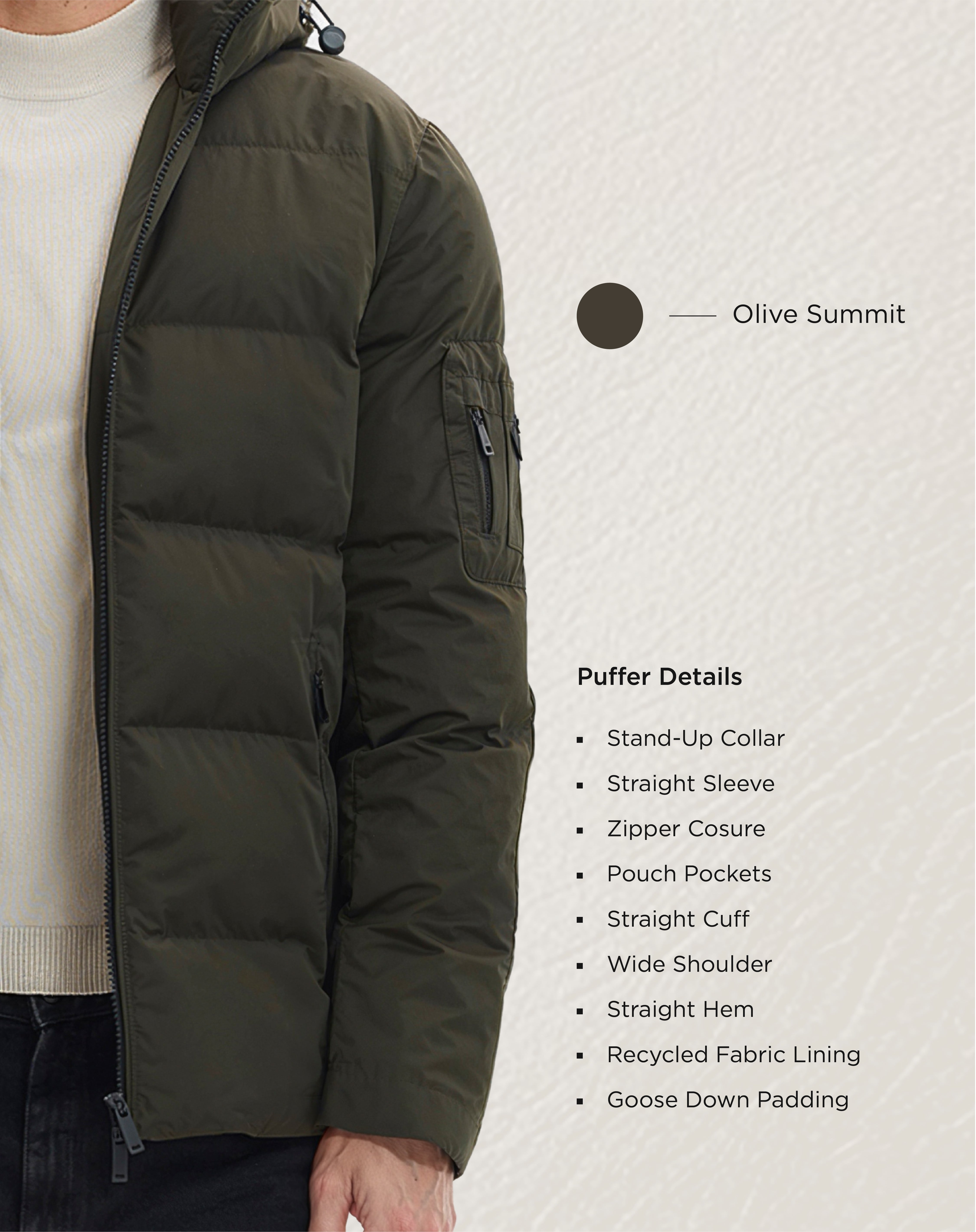 Olive Summit Hooded Puffer
