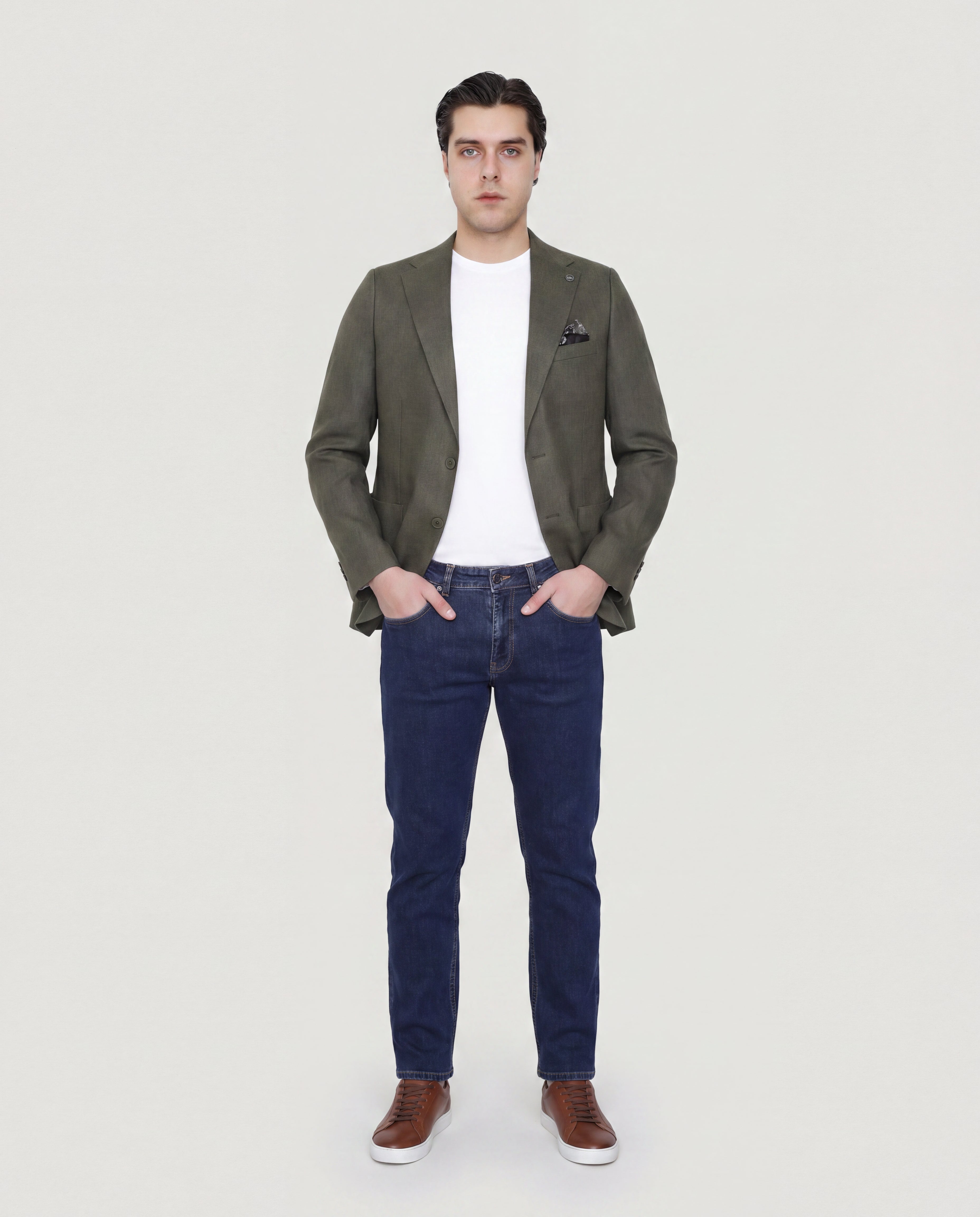 Olive Green Linen Sport Jacket