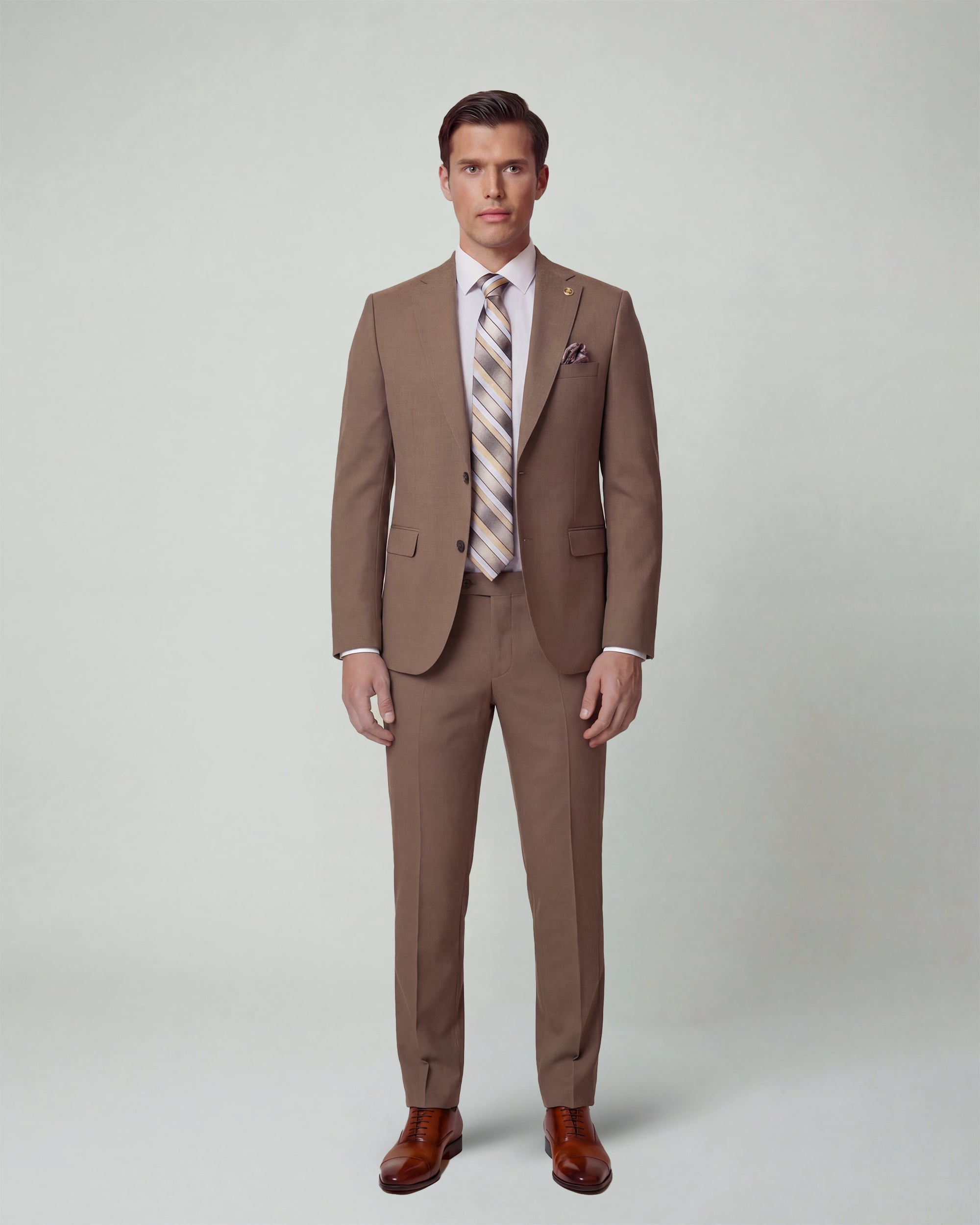 Camel Brown Solid Suit