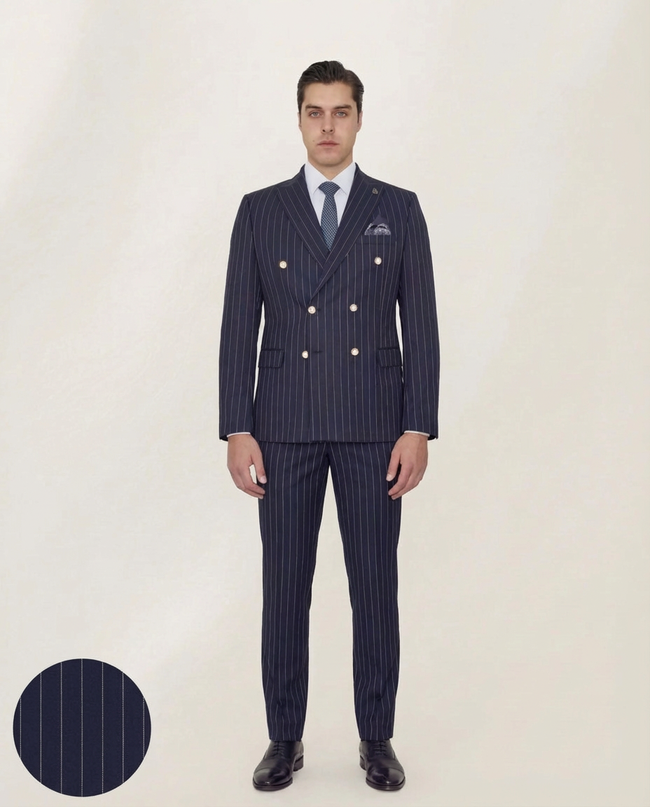 Navy Blue Double Breasted Suit