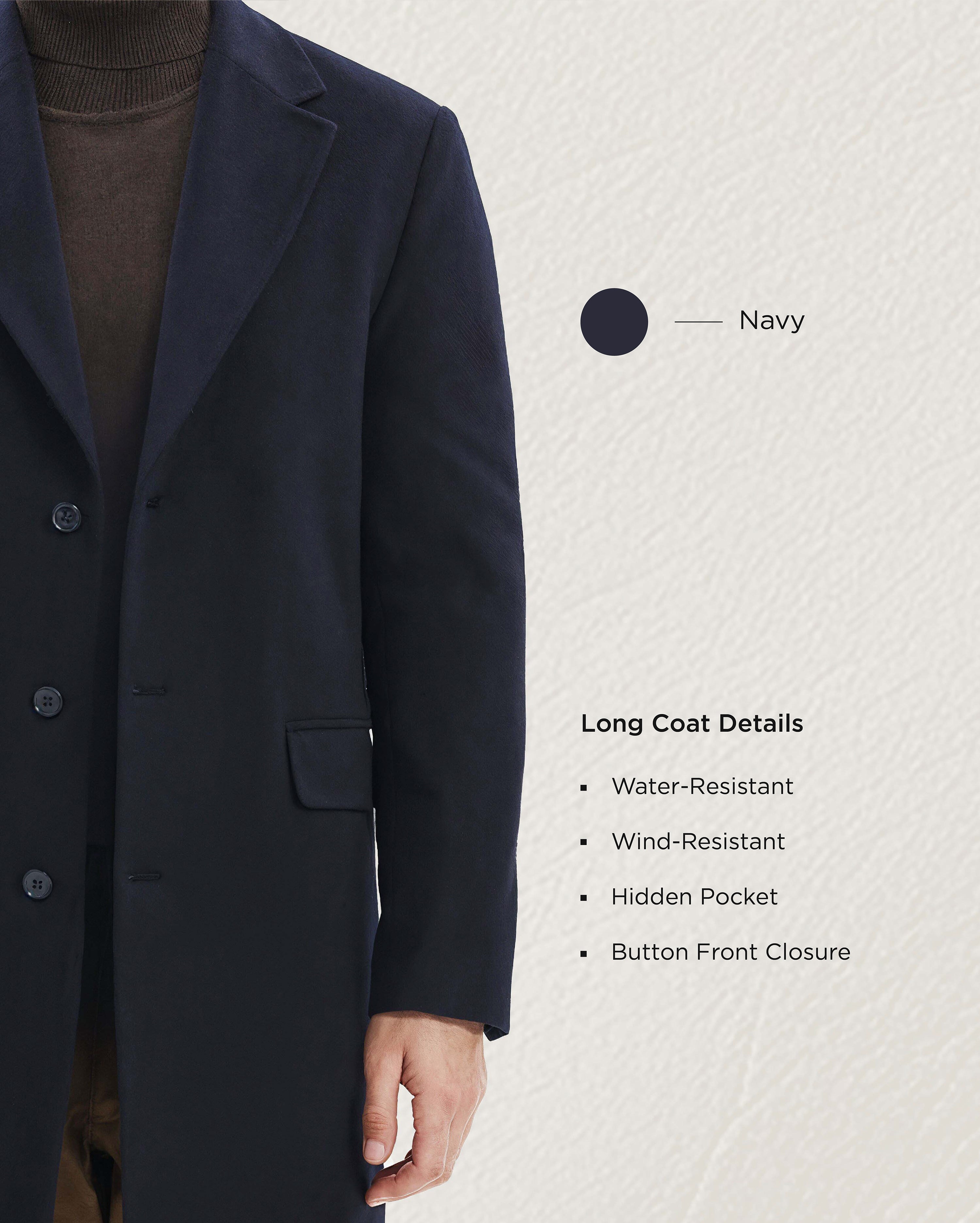 Navy Wool Long Coat