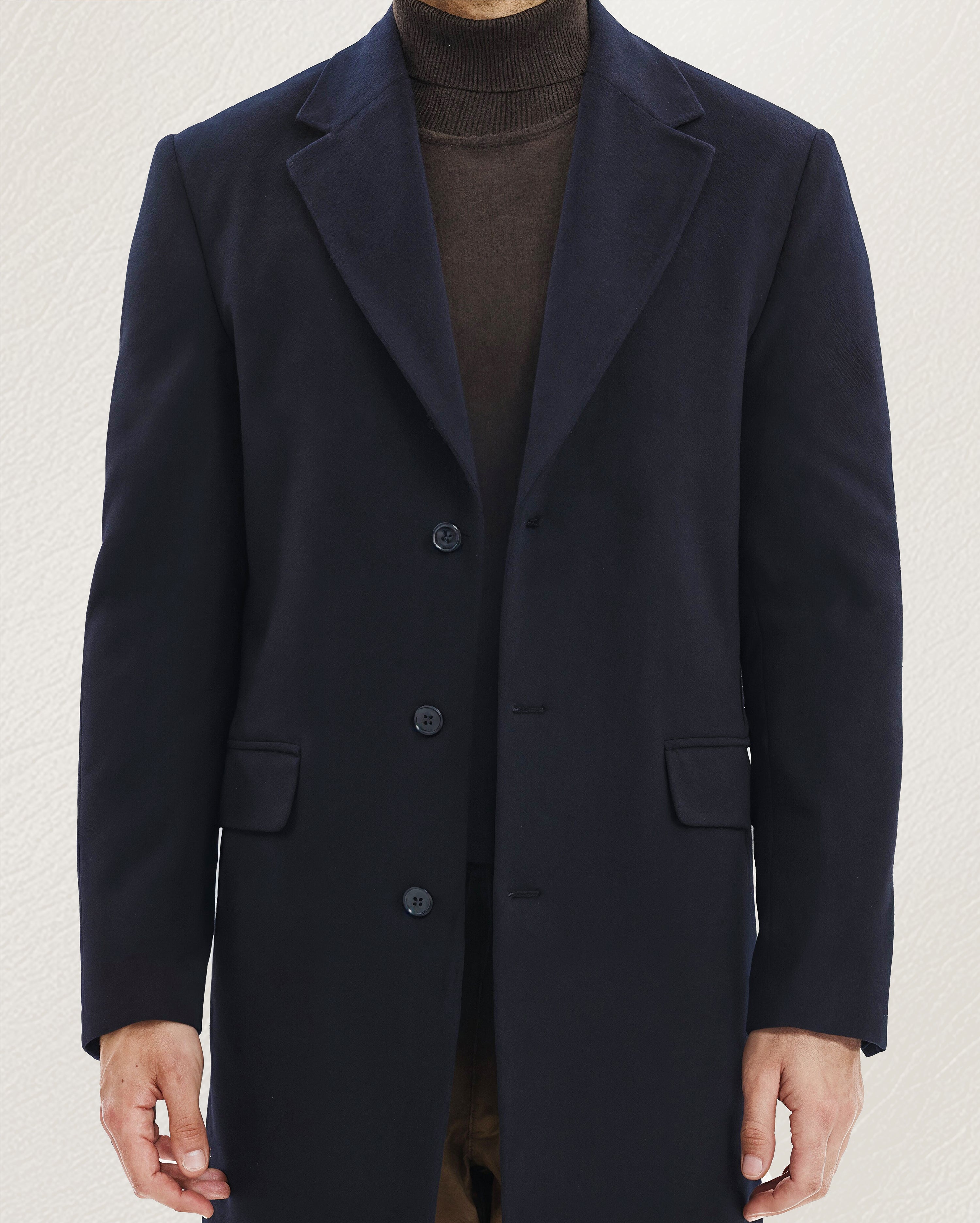 Navy Wool Long Coat