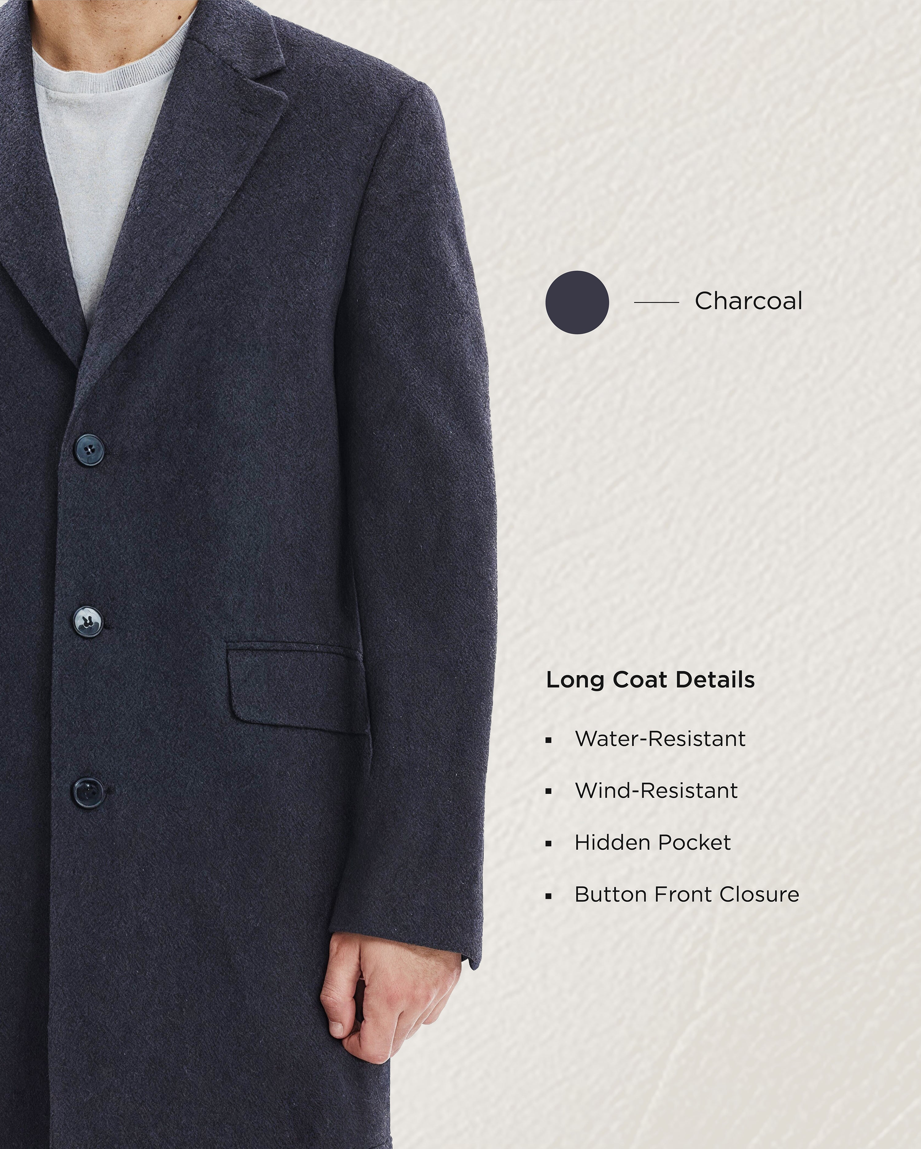Charcoal Wool Long Coat