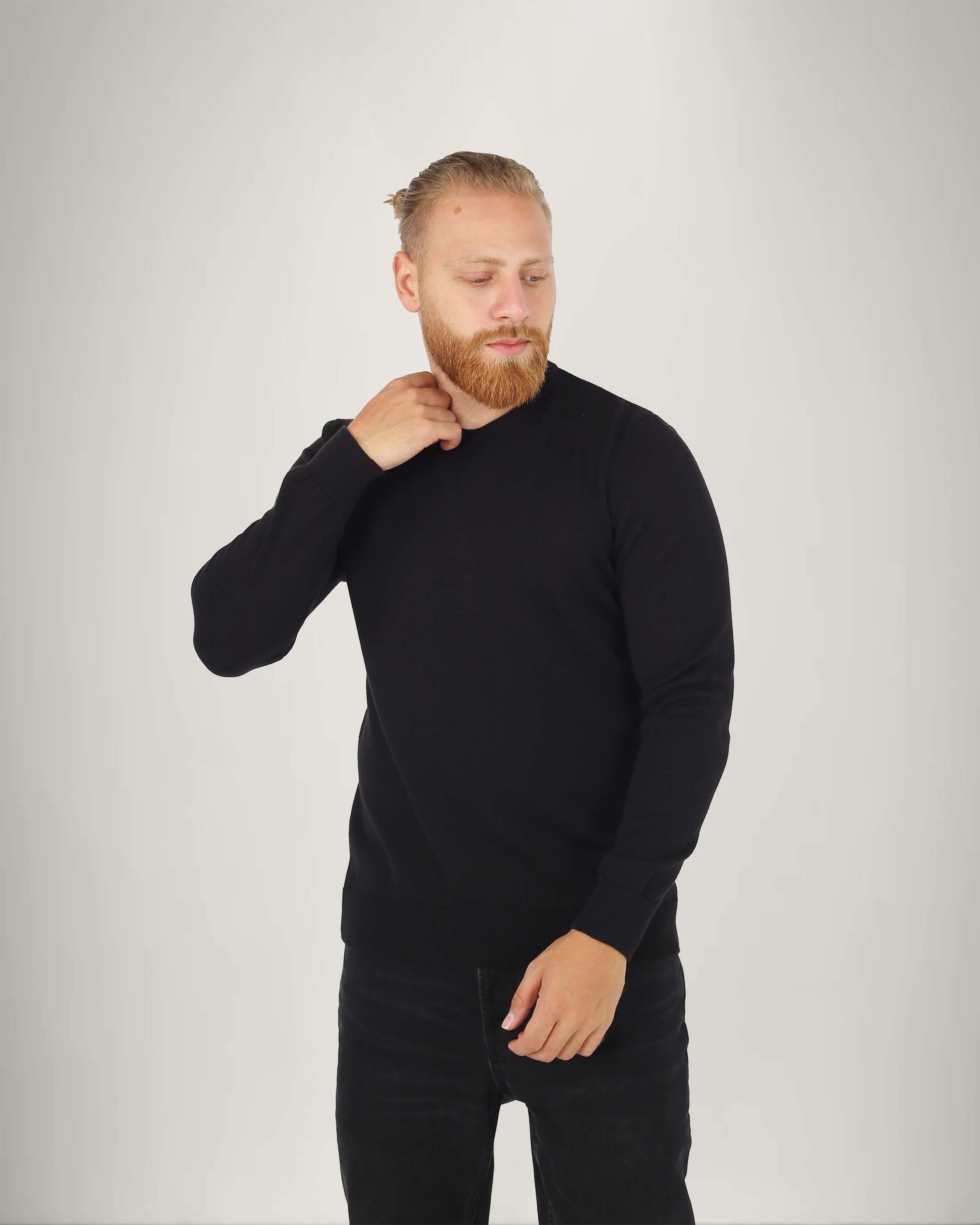 Long Sleeve Cotton Blend Crew Neck Sweater