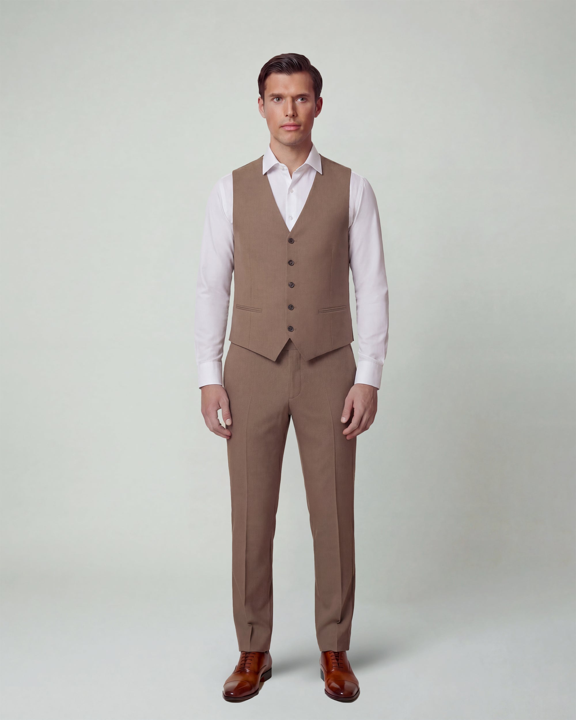 Camel Brown Solid Suit