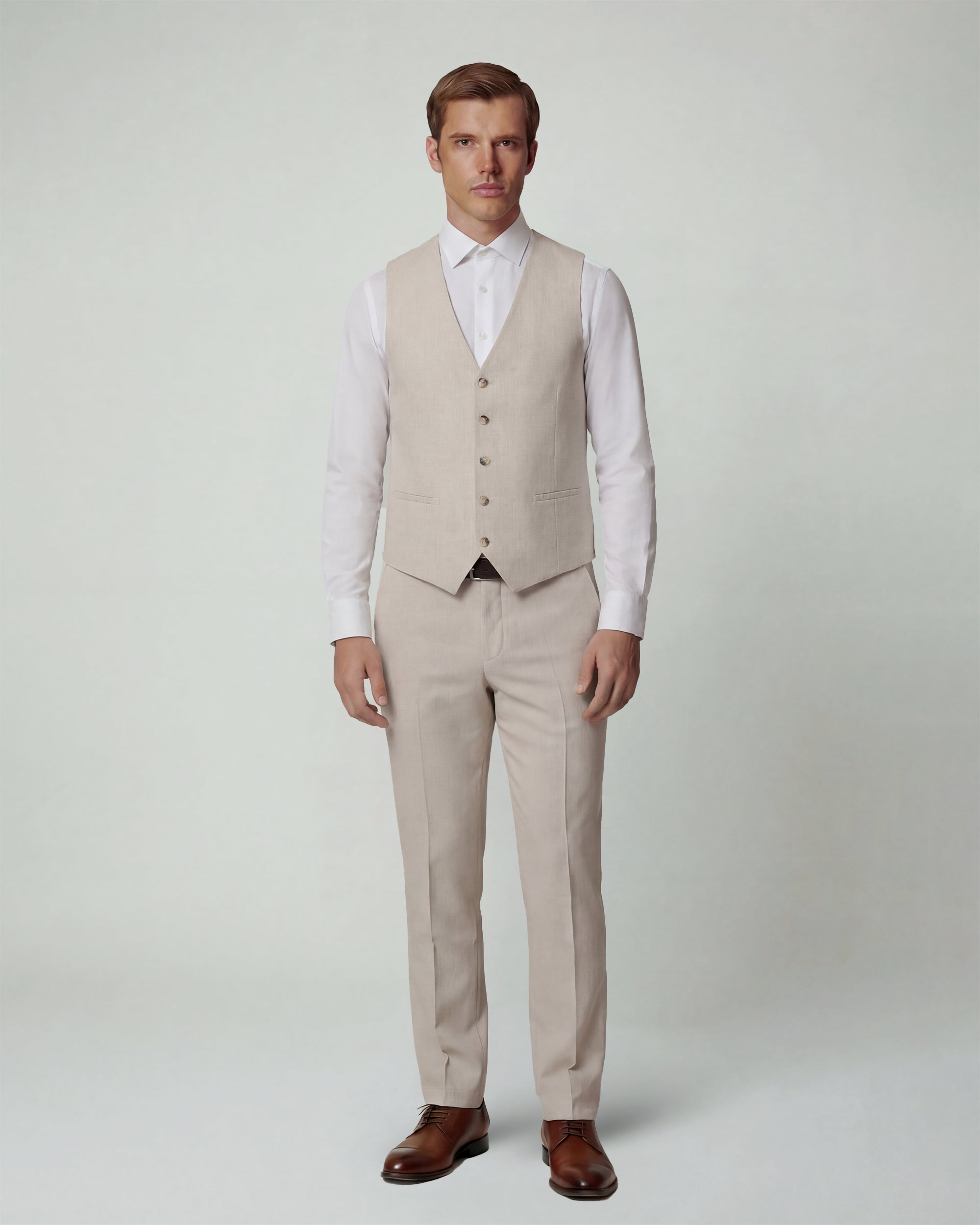Oatmeal Beige Solid Suit