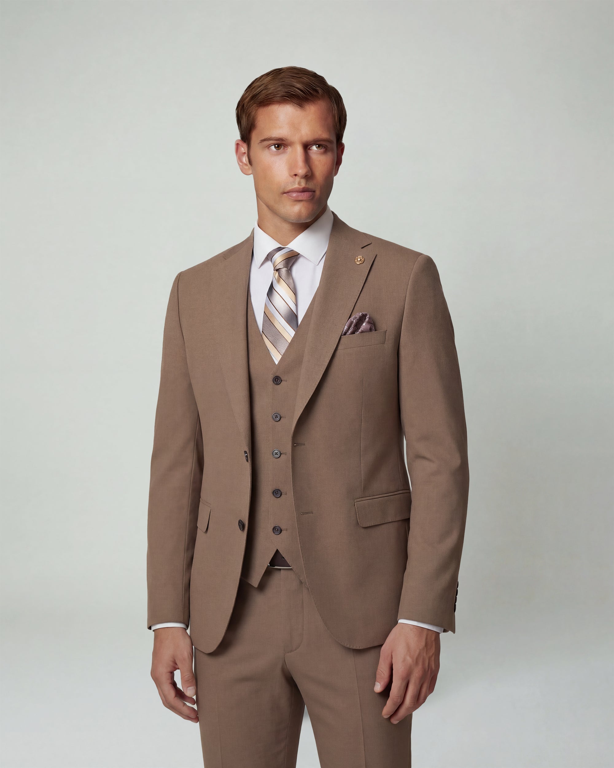Camel Brown Solid Suit