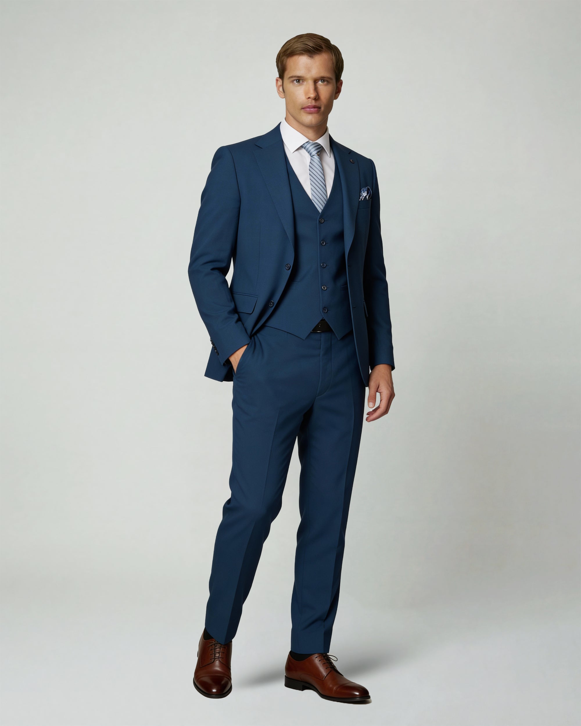 Teal Blue Solid Suit