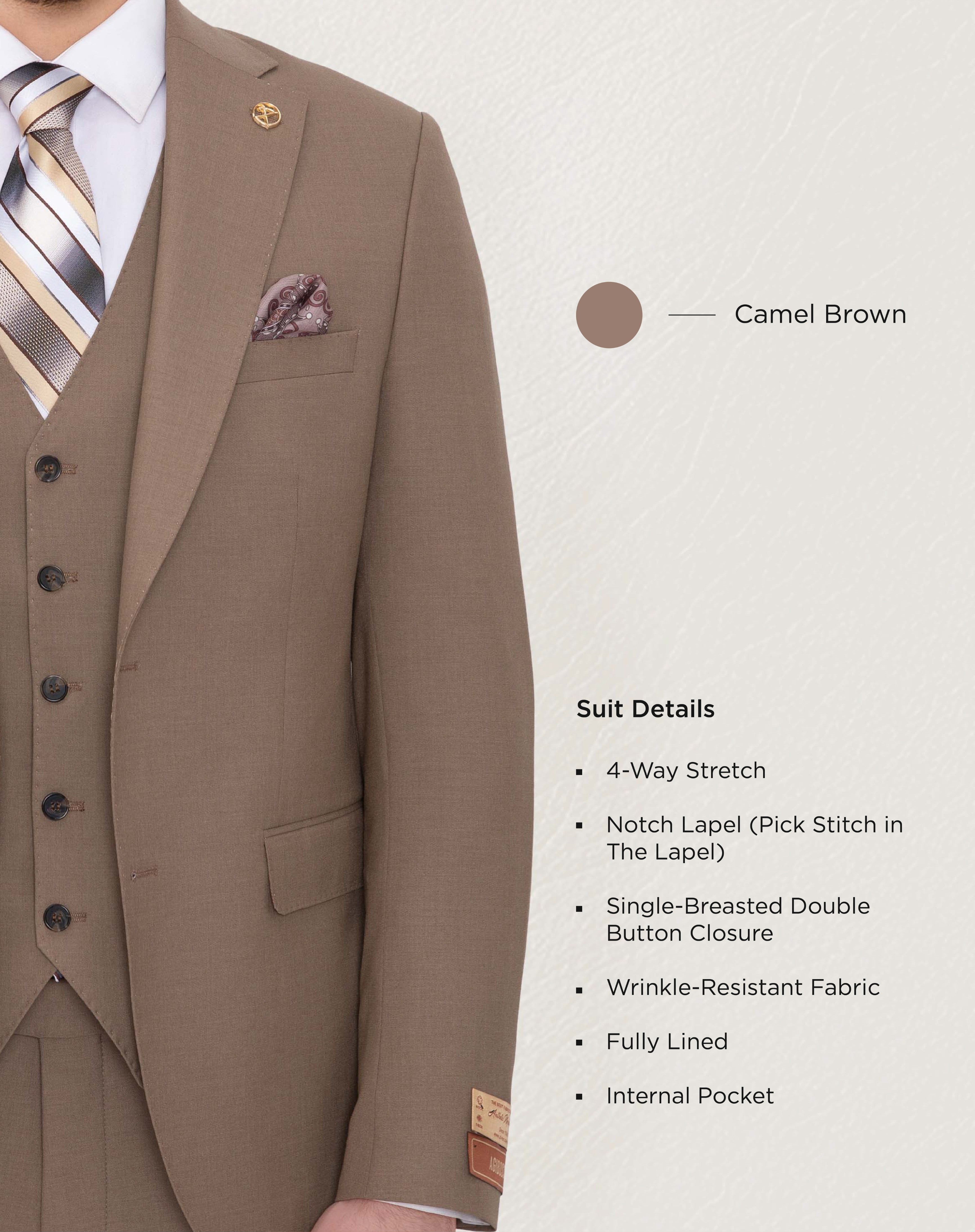 Camel Brown Solid Suit