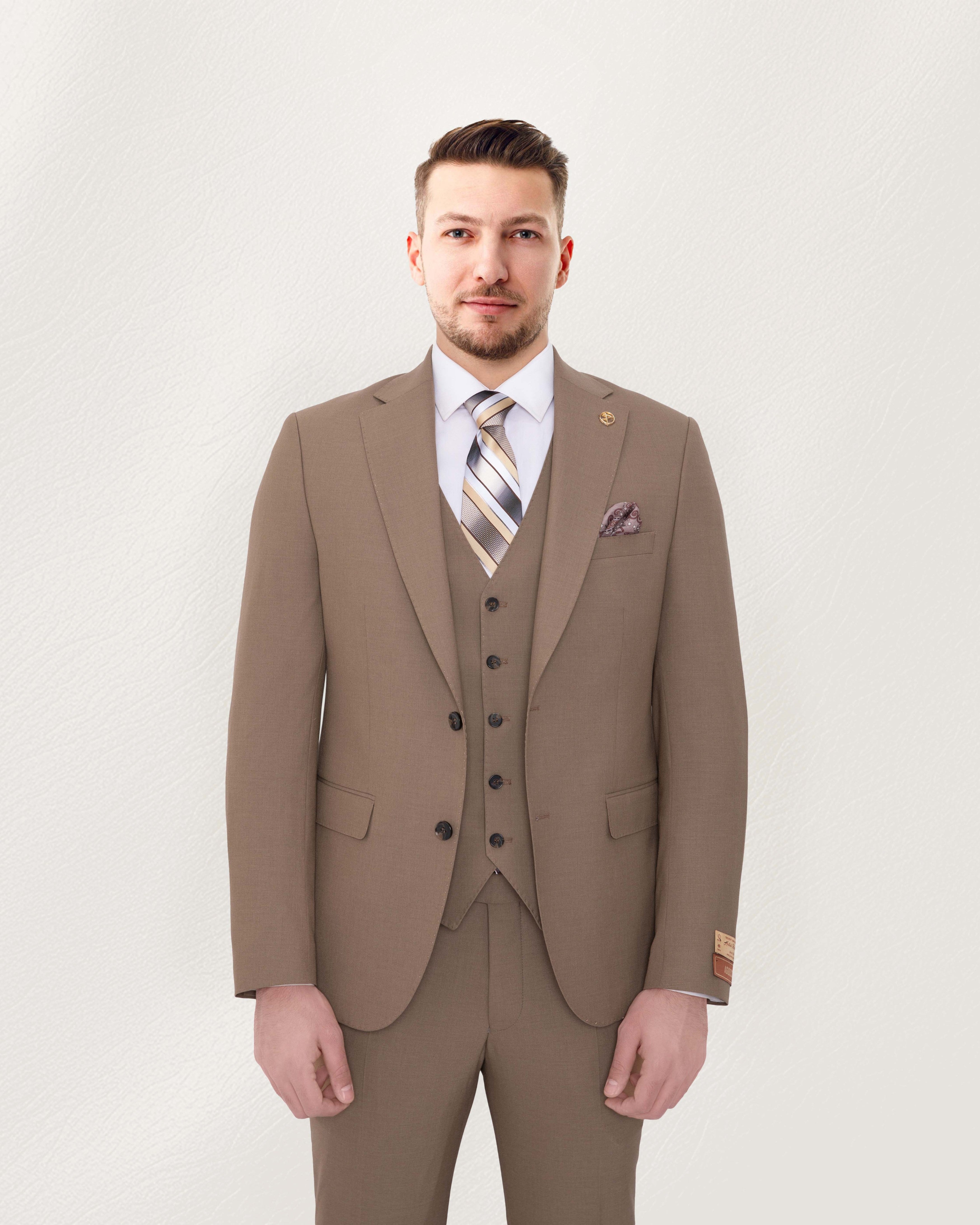 Camel Brown Solid Suit