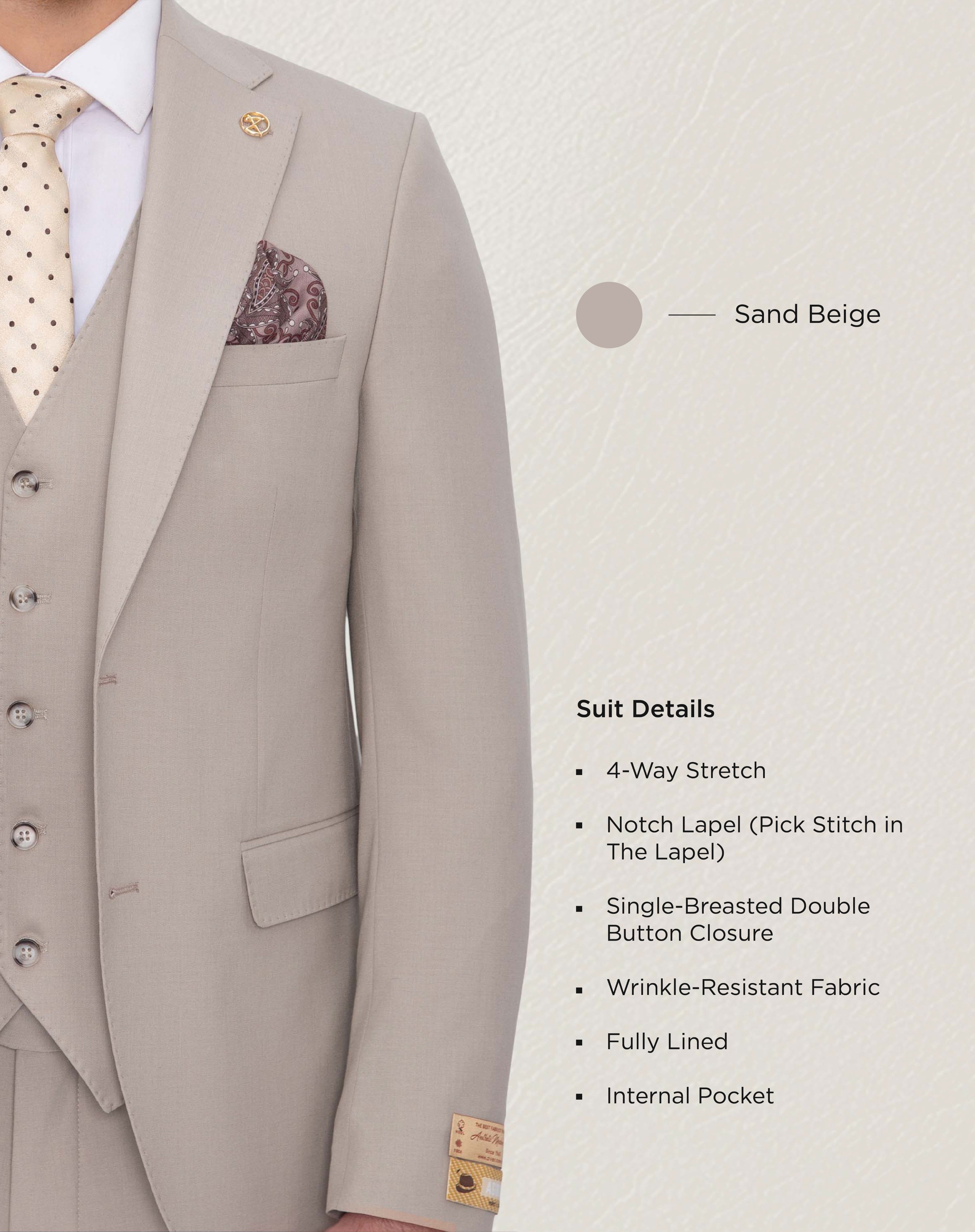 Sand Beige Solid Suit