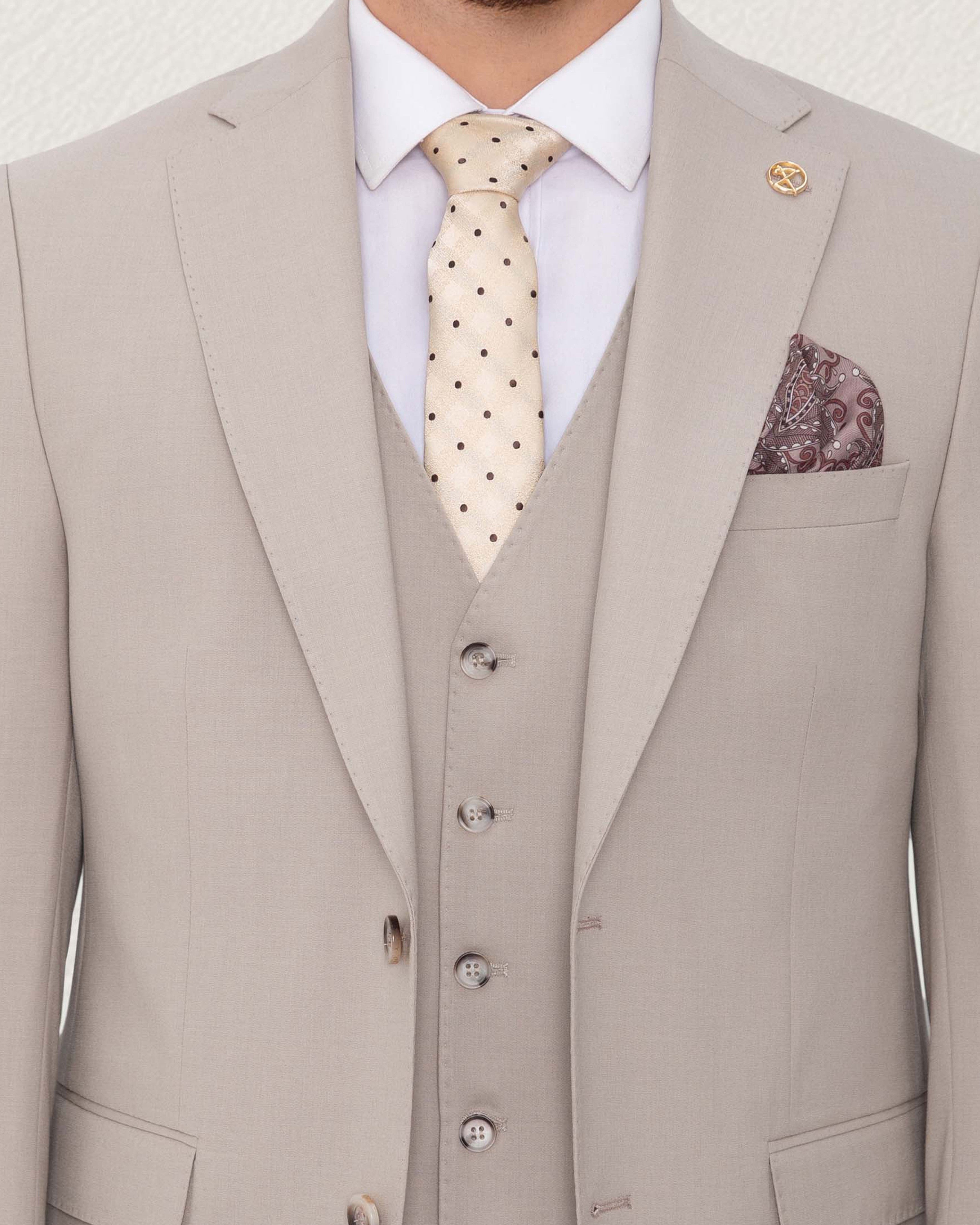 Sand Beige Solid Suit