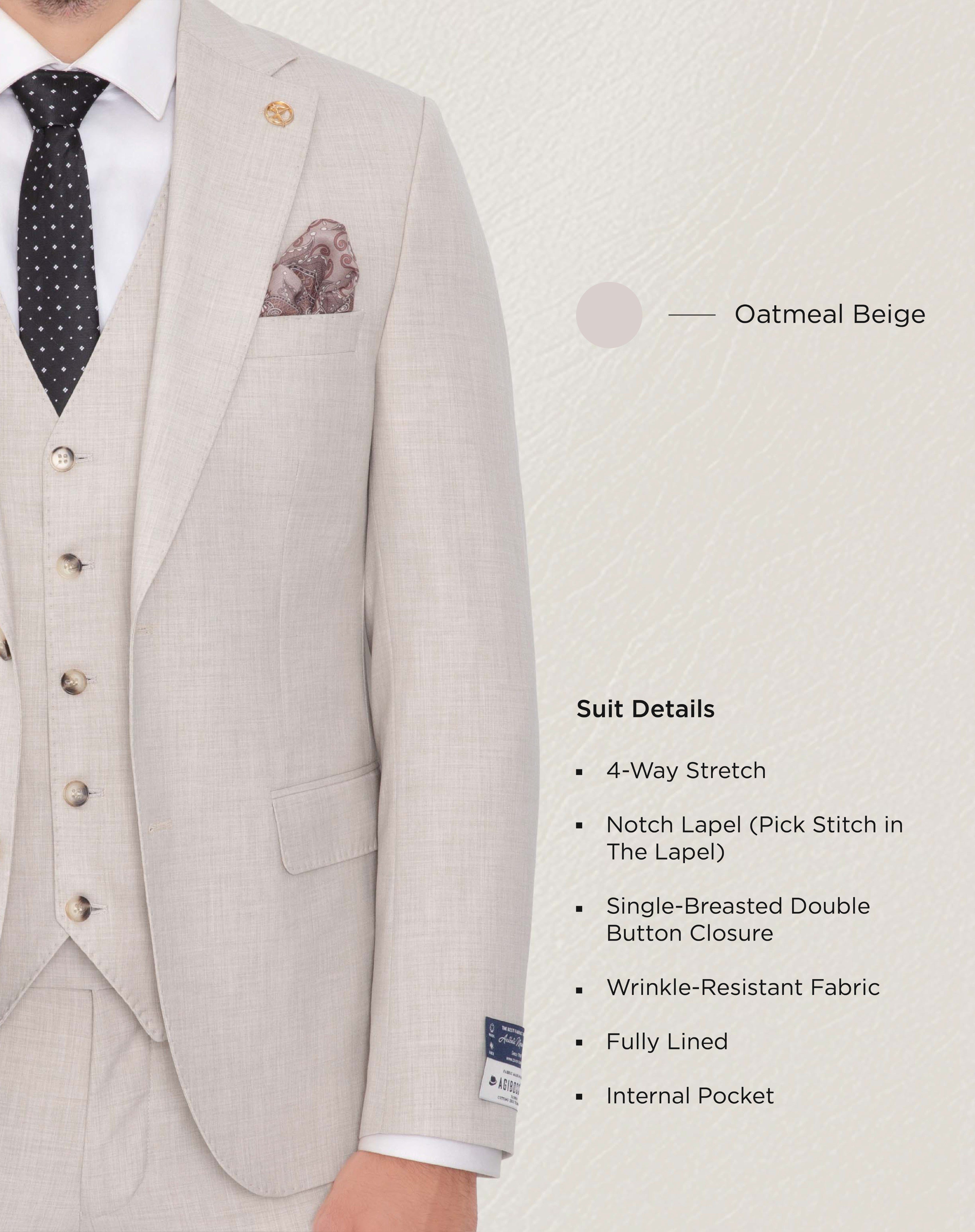 Oatmeal Beige Solid Suit