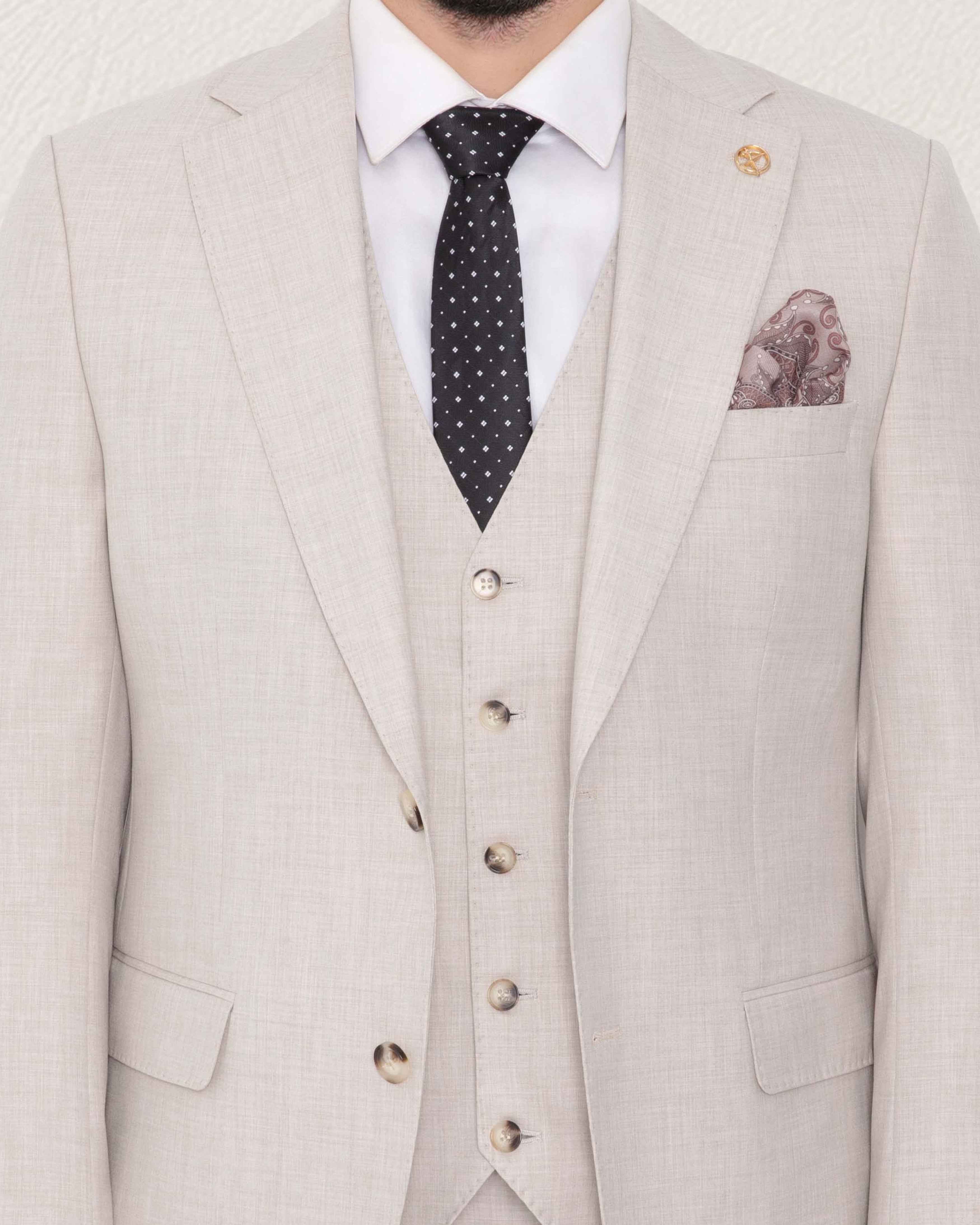 Oatmeal Beige Solid Suit