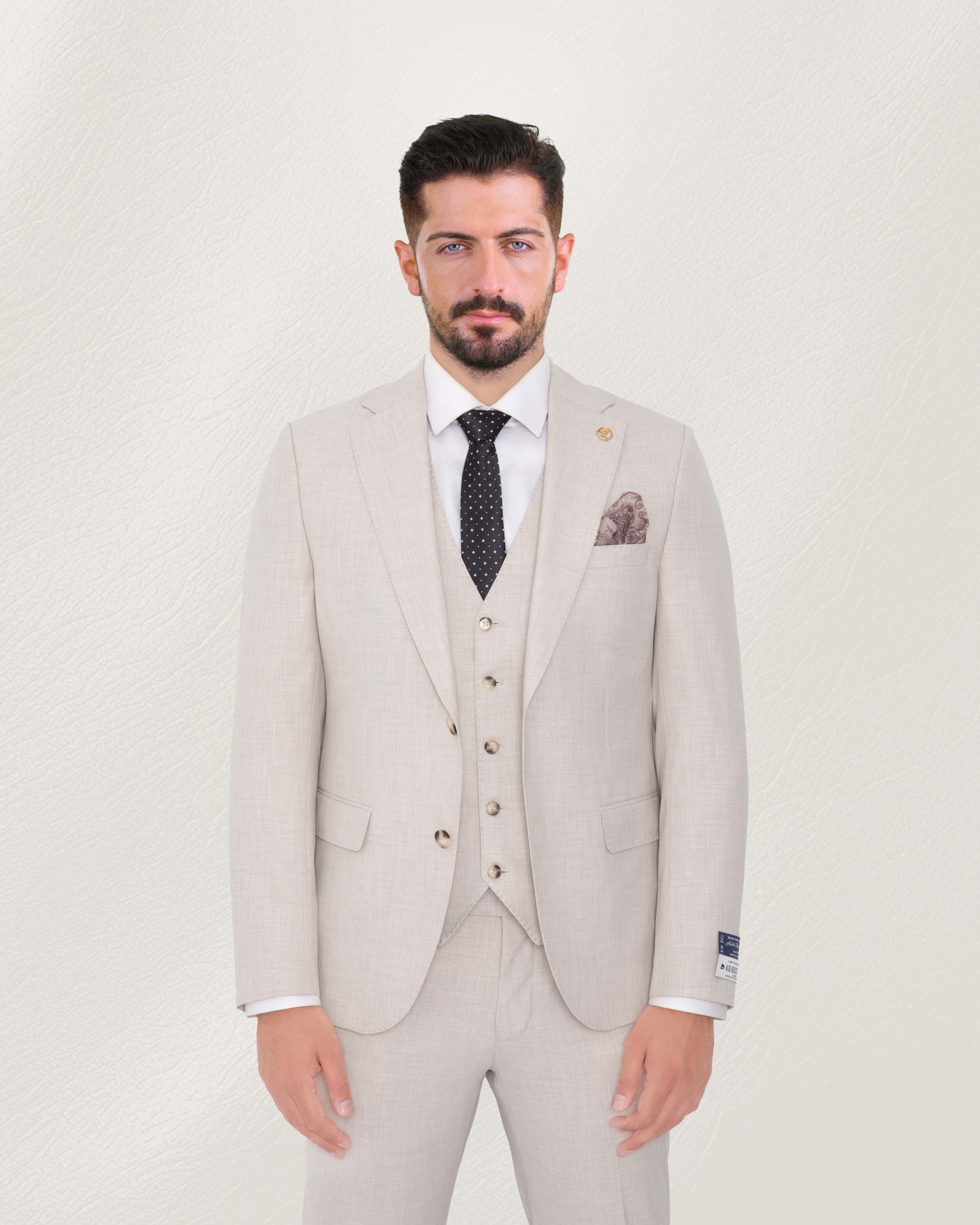 Oatmeal Beige Solid Suit