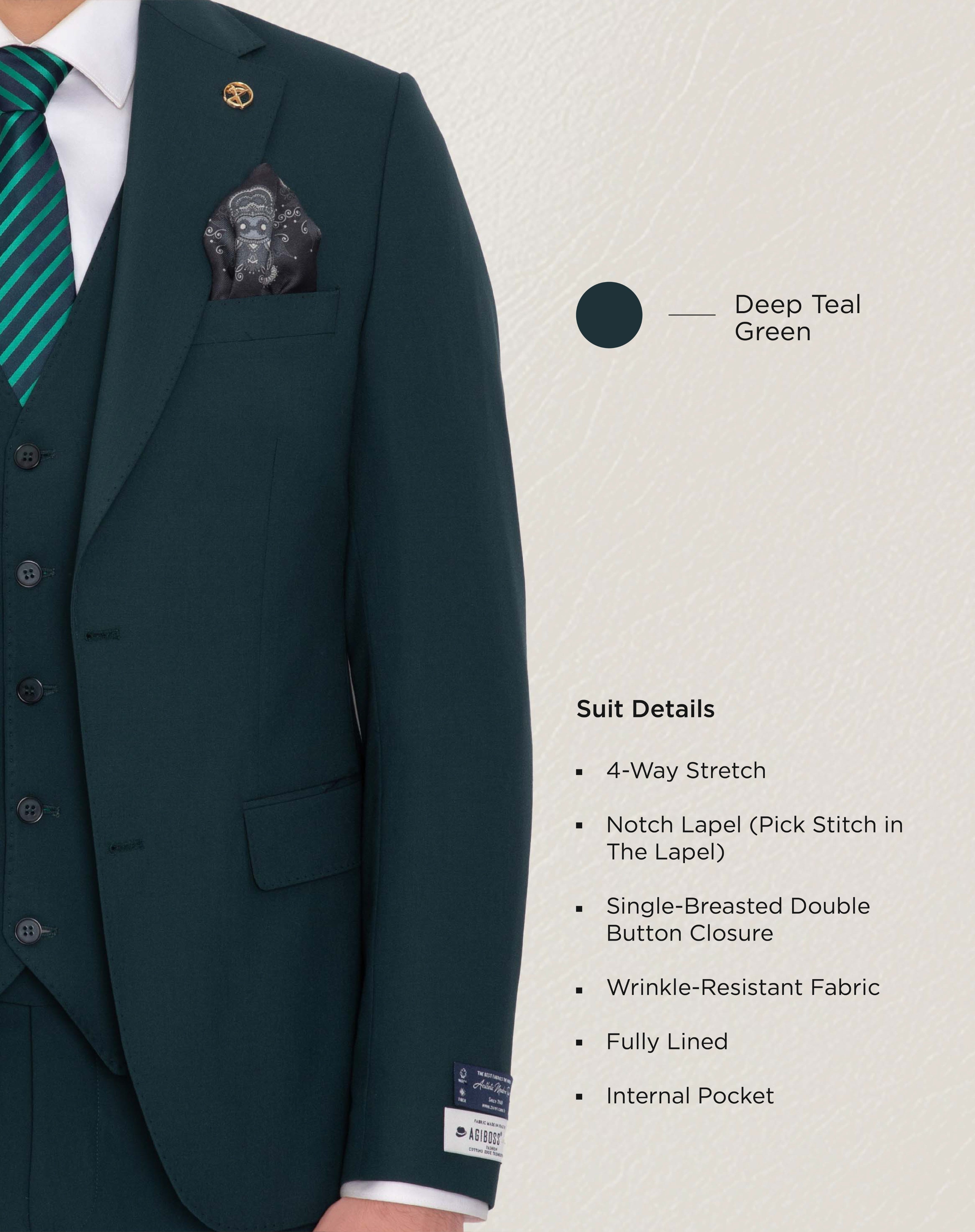 Deep Teal Green Solid Suit