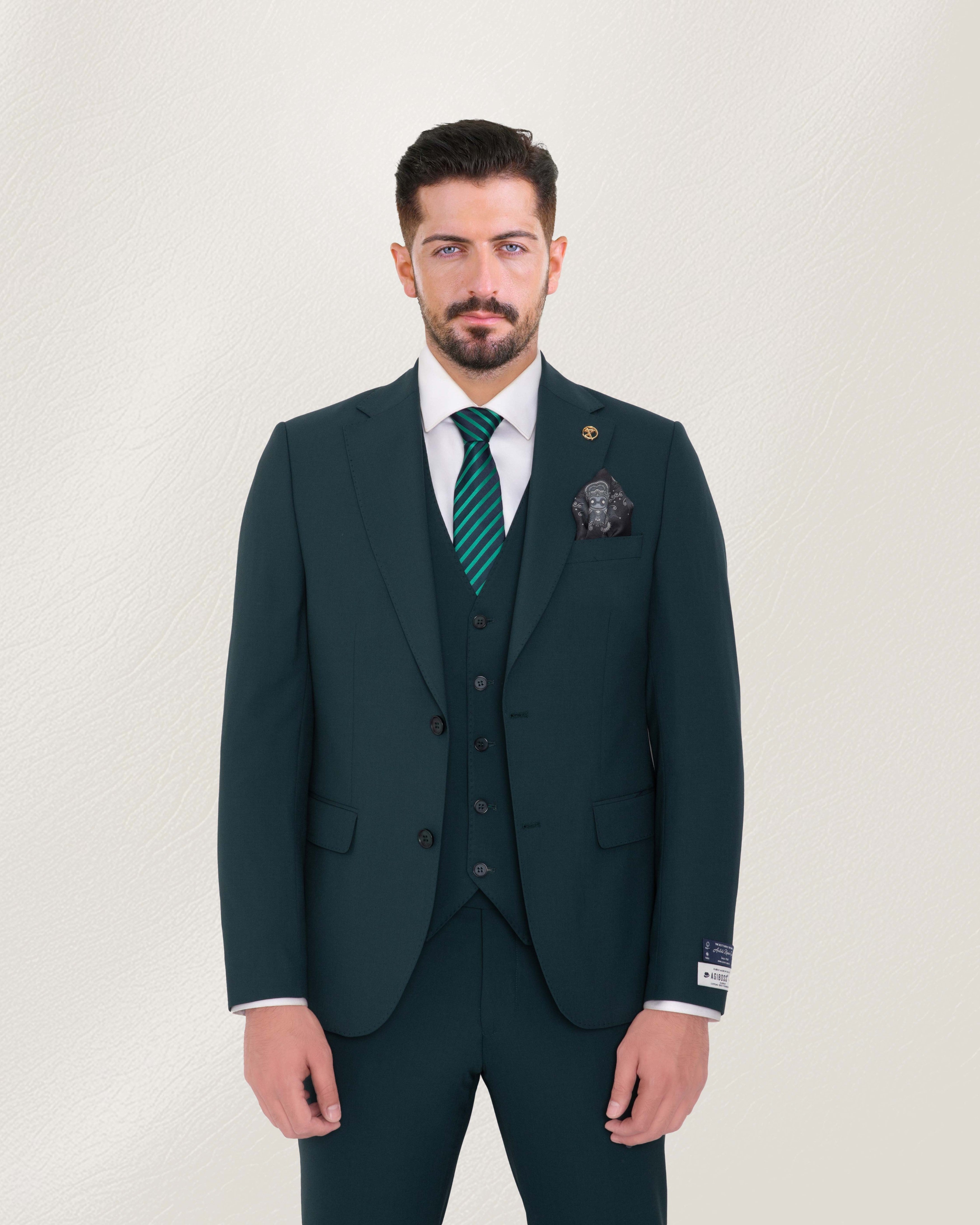 Deep Teal Green Solid Suit