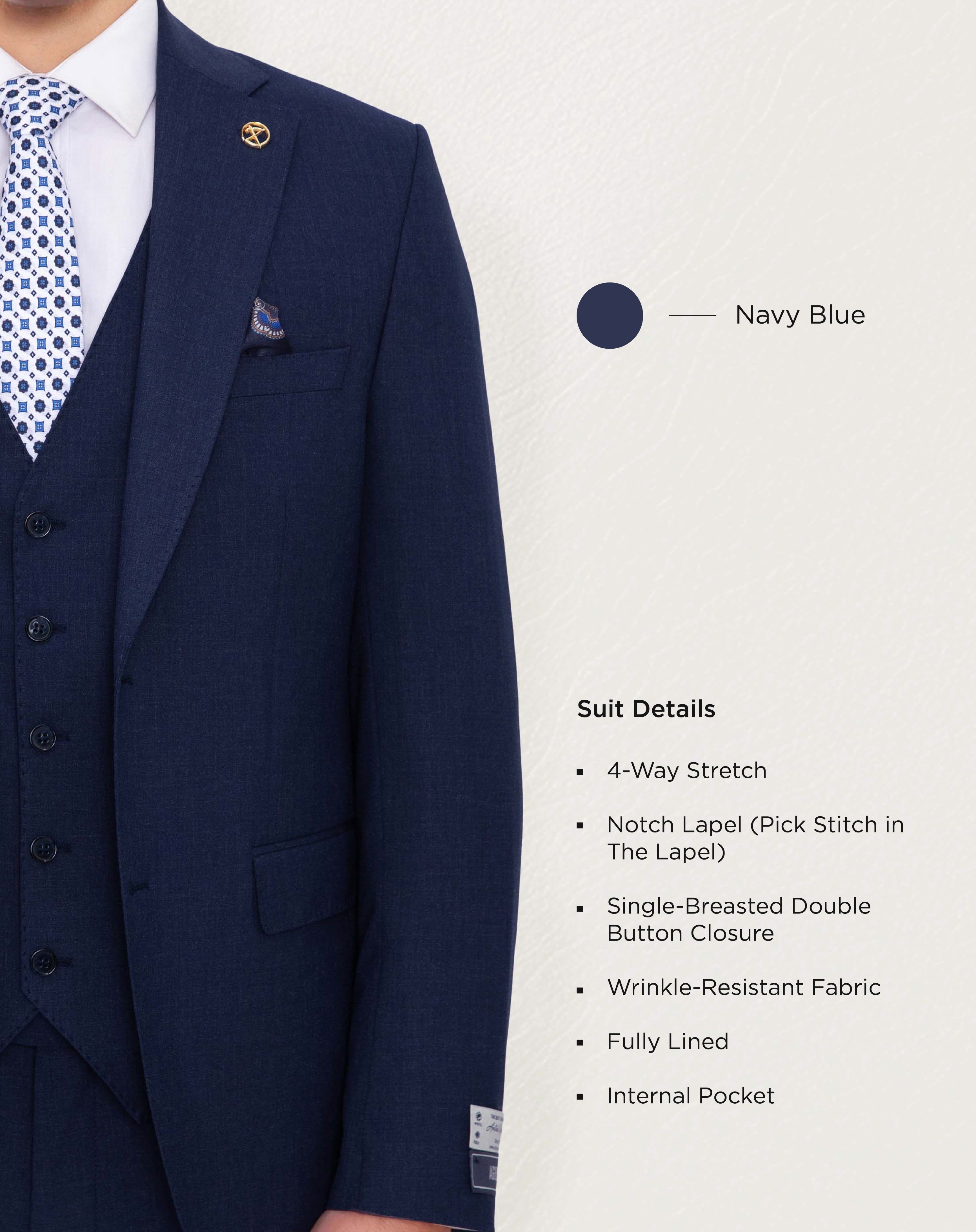 Navy Blue Solid Suit