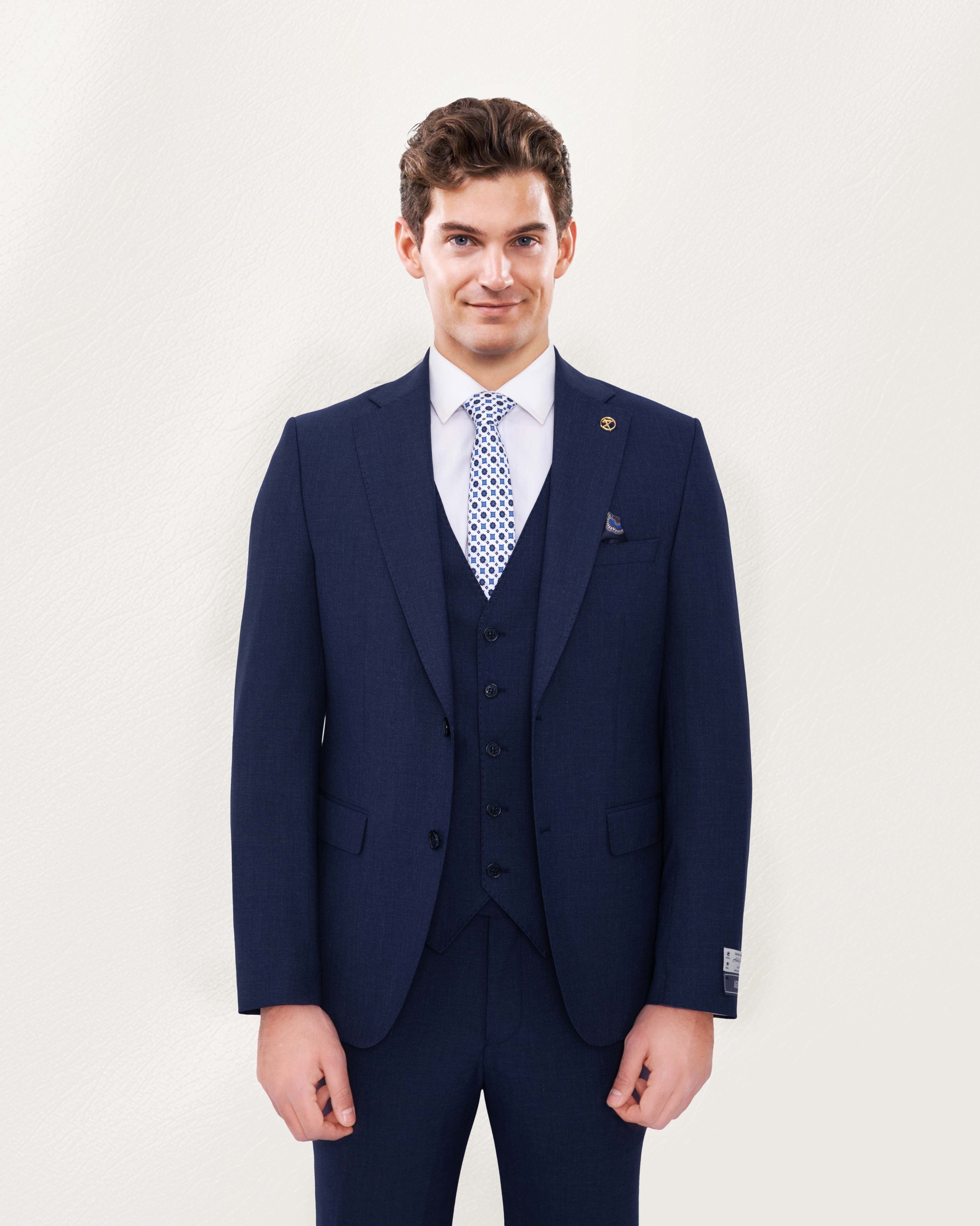 Navy Blue Solid Suit