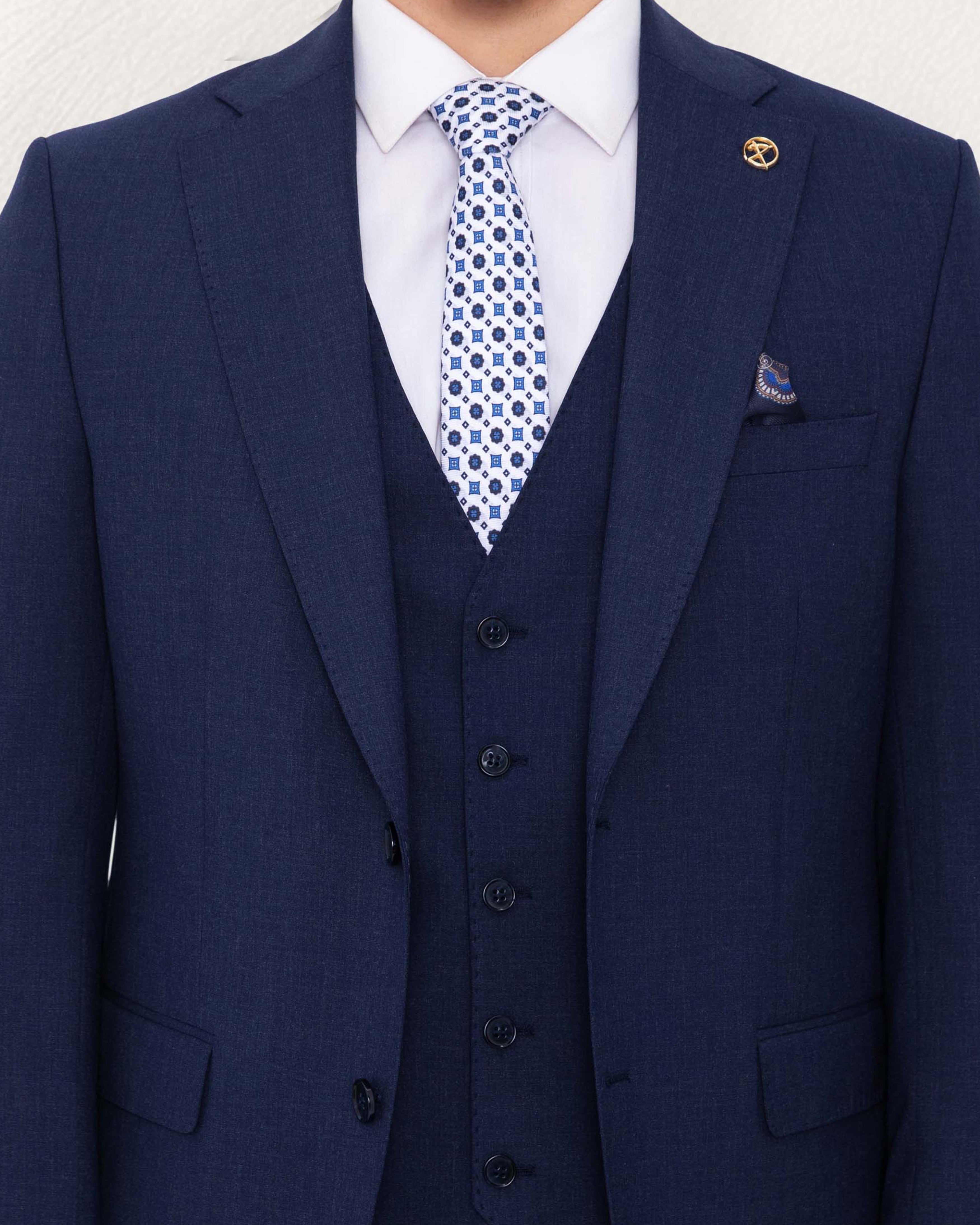 Navy Blue Solid Suit