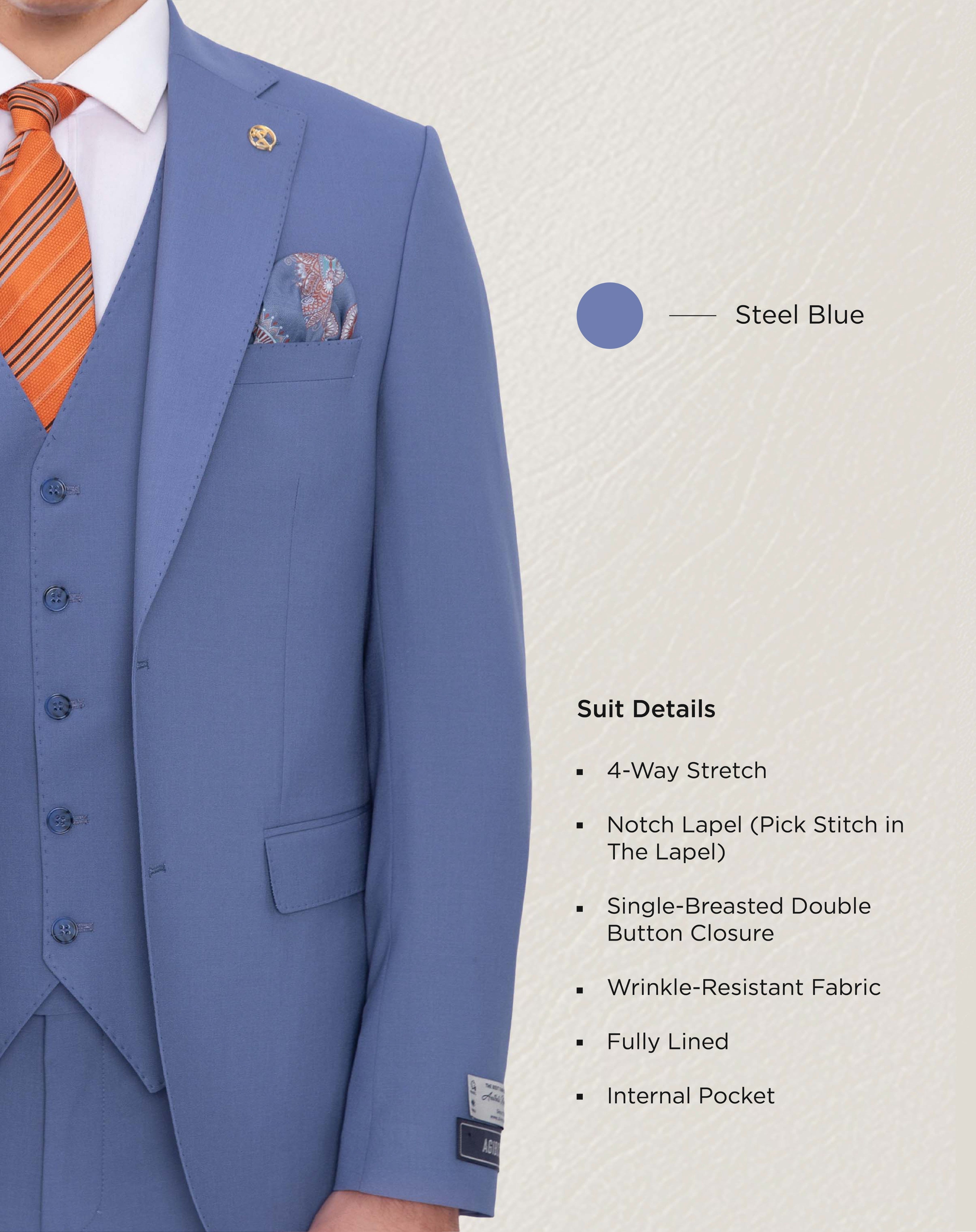 Steel Blue Solid Suit