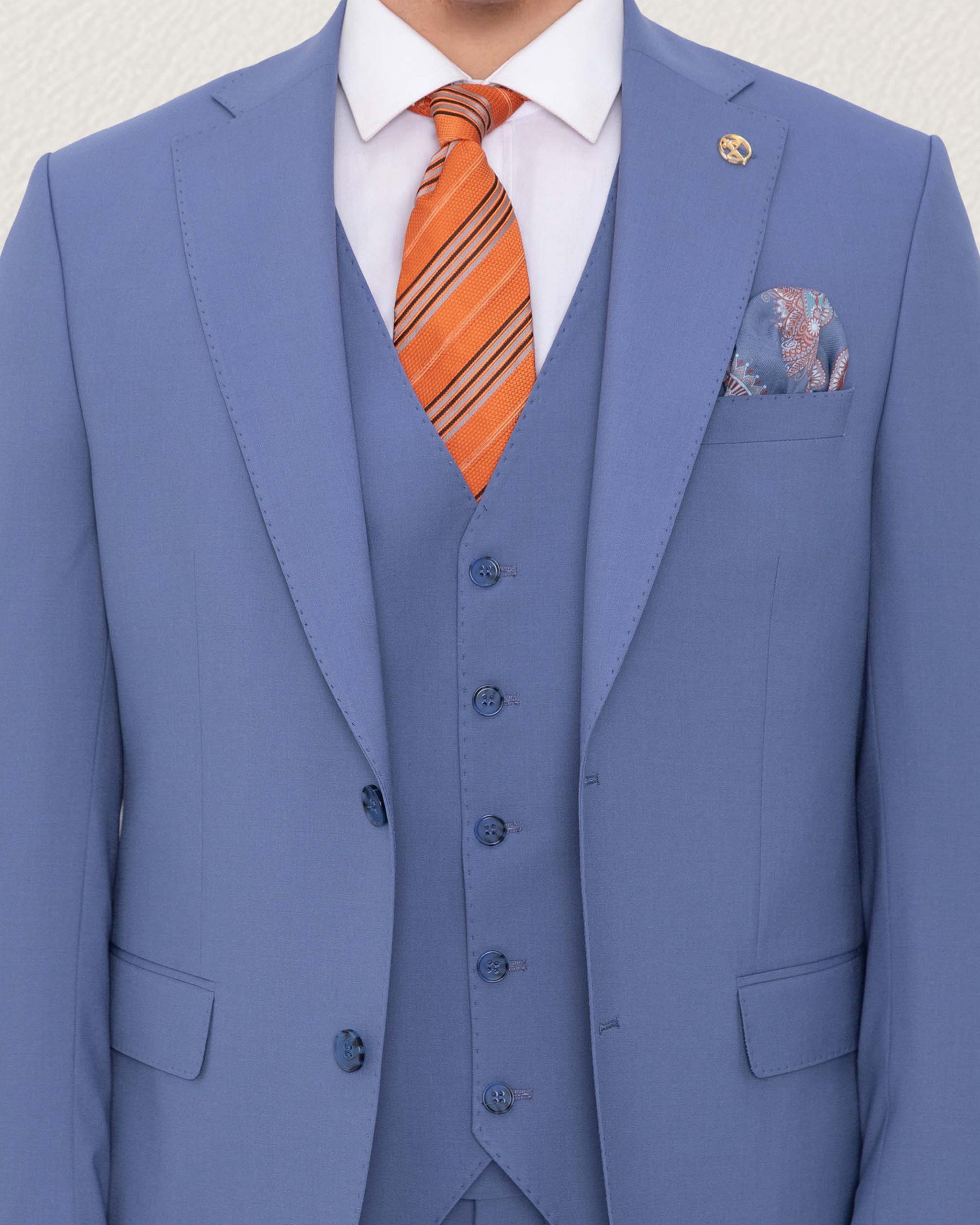 Steel Blue Solid Suit