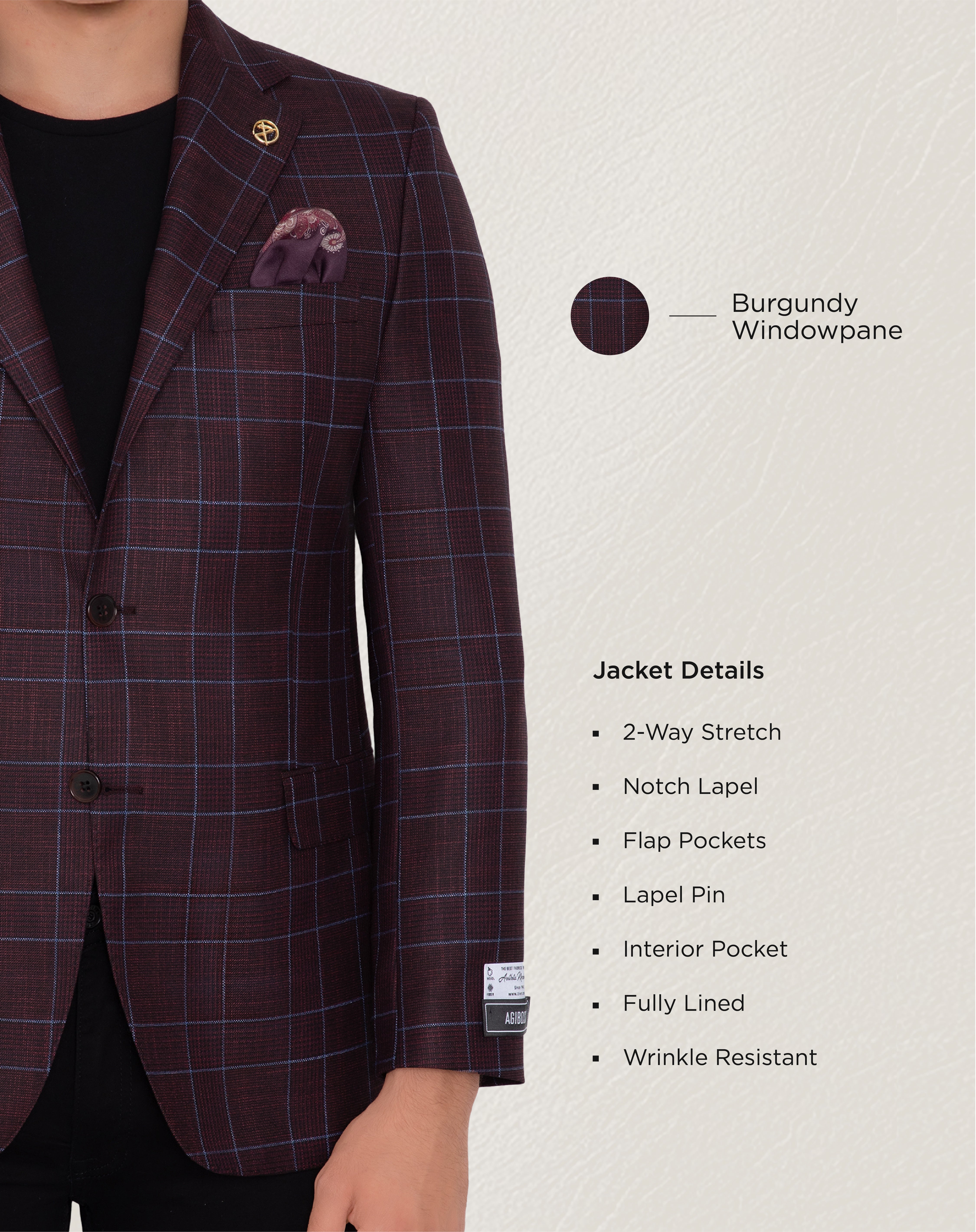 Burgundy Windowpane Sport Jacket