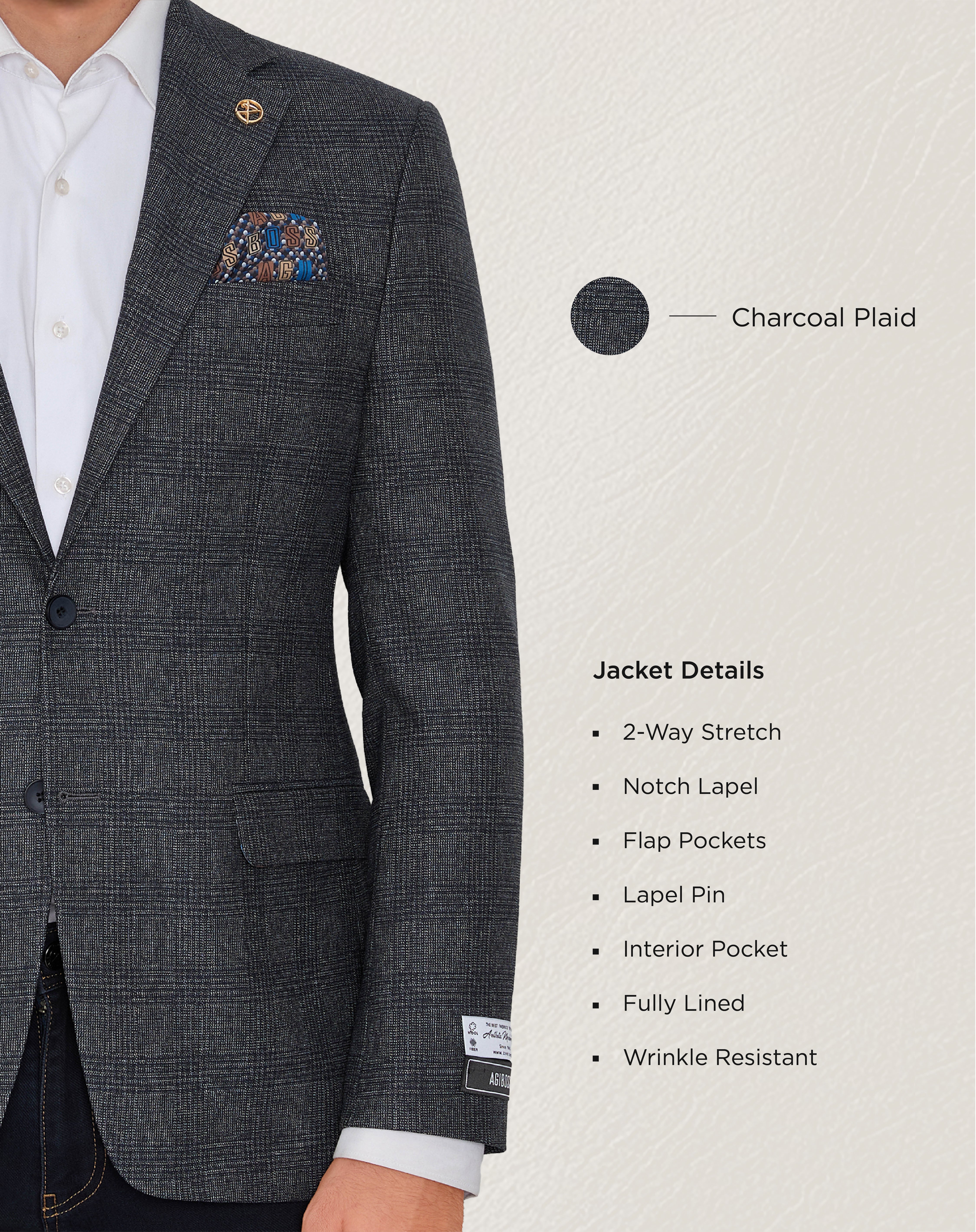 Charcoal Plaid Sport Jacket