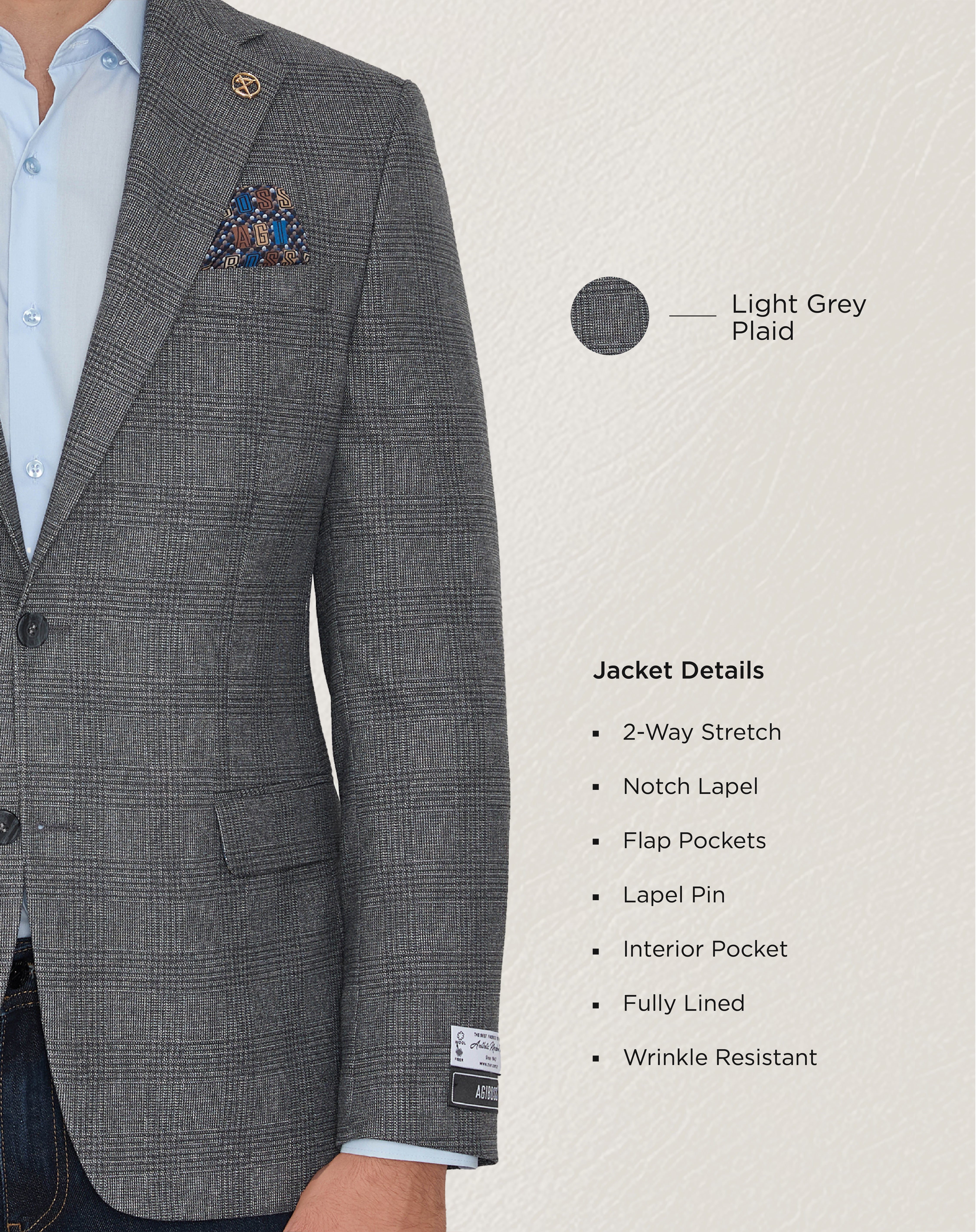 Light Grey Plaid Sport Jacket