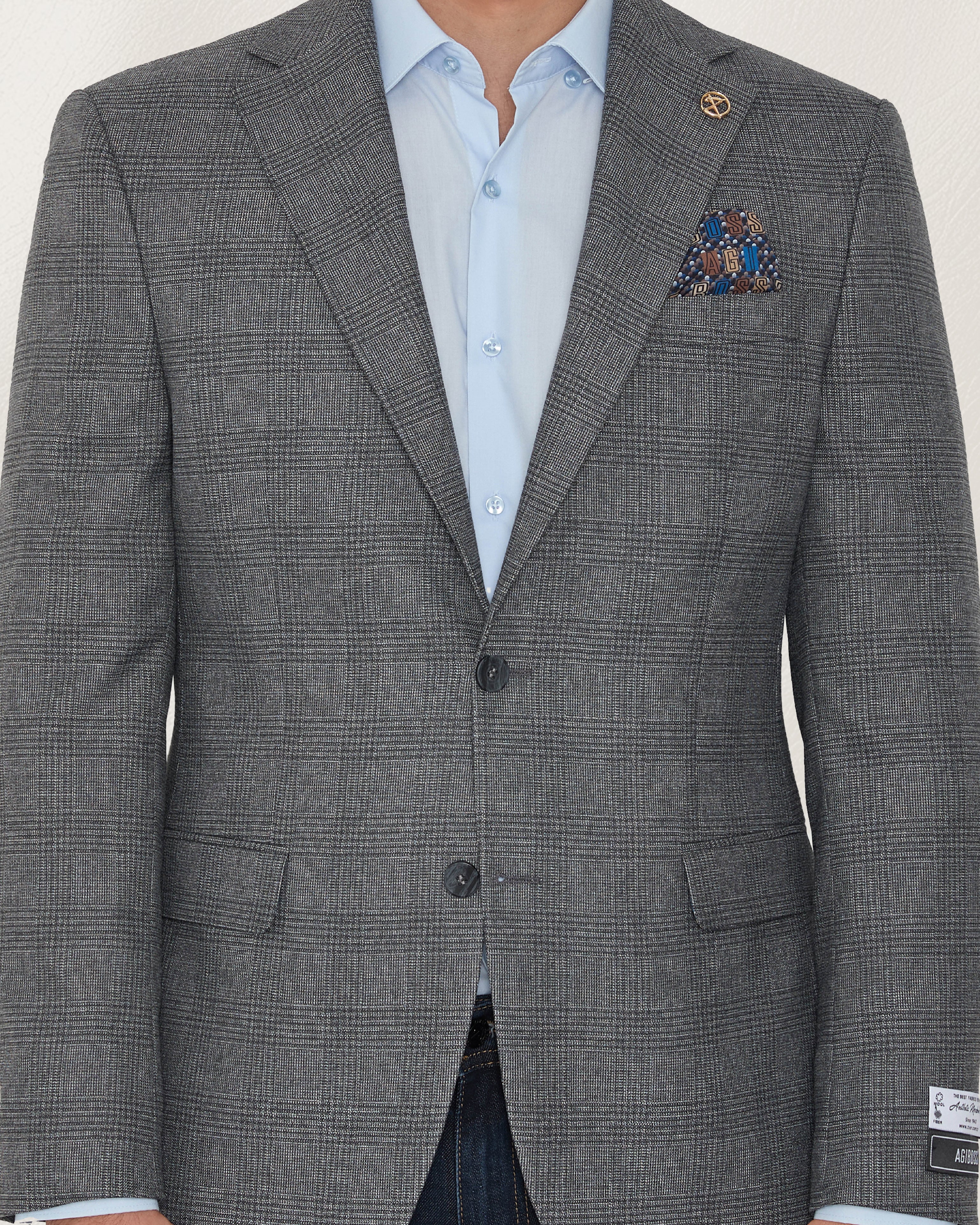 Light Grey Plaid Sport Jacket